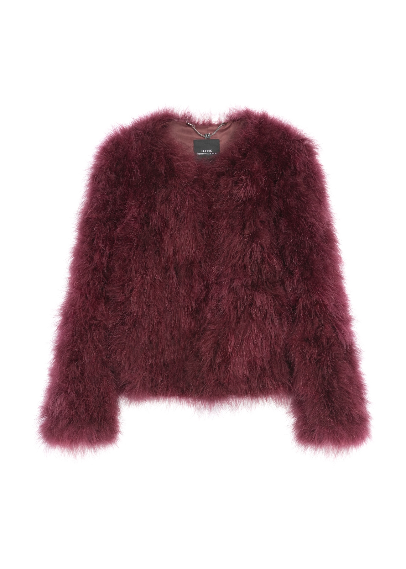 Women's turkey feather jacket FUTDF-0097A-3183(Z25), front product view on white background.