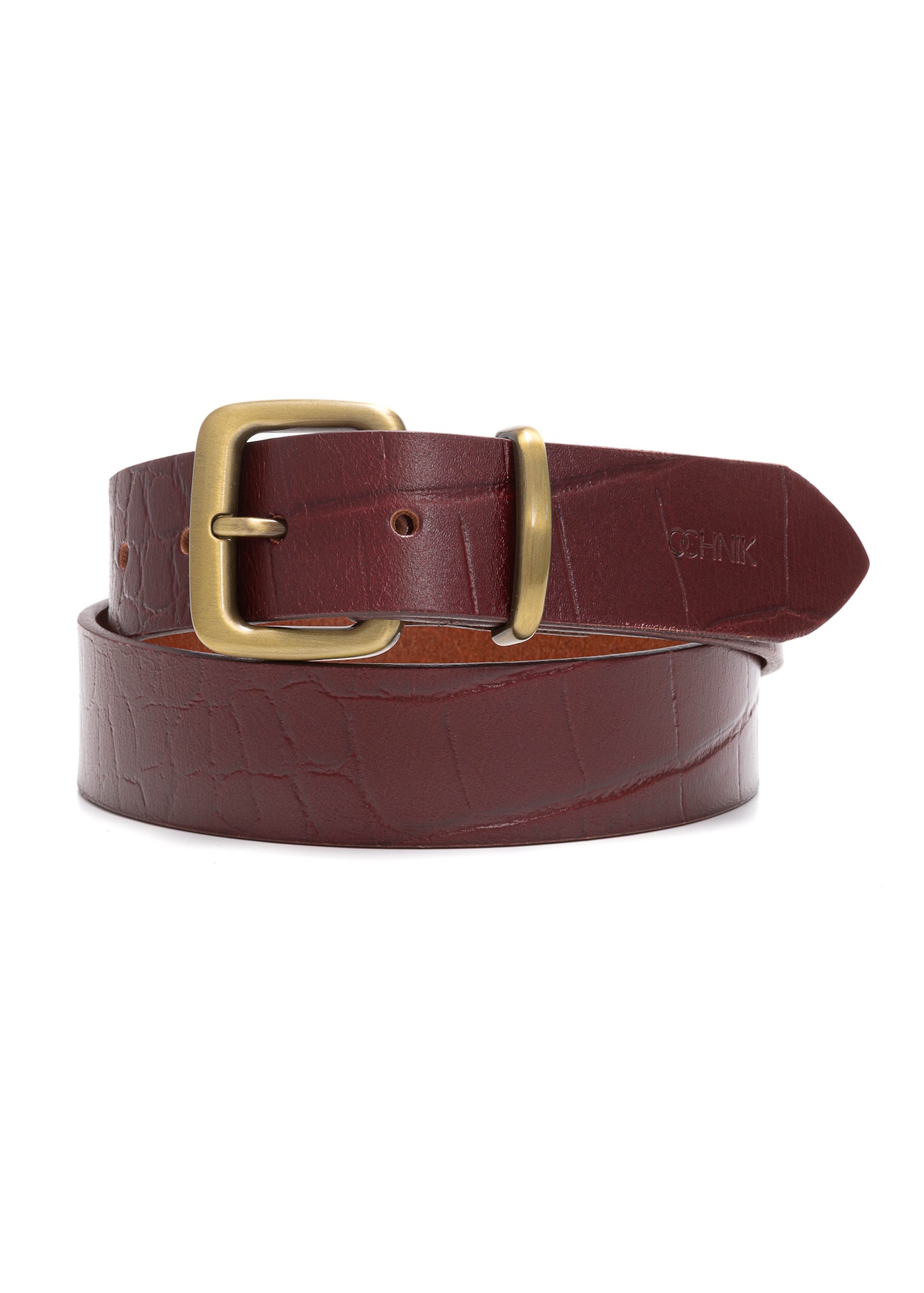 Croco women's leather belt PASDS-0312A-49(Z25), front product view on white background.