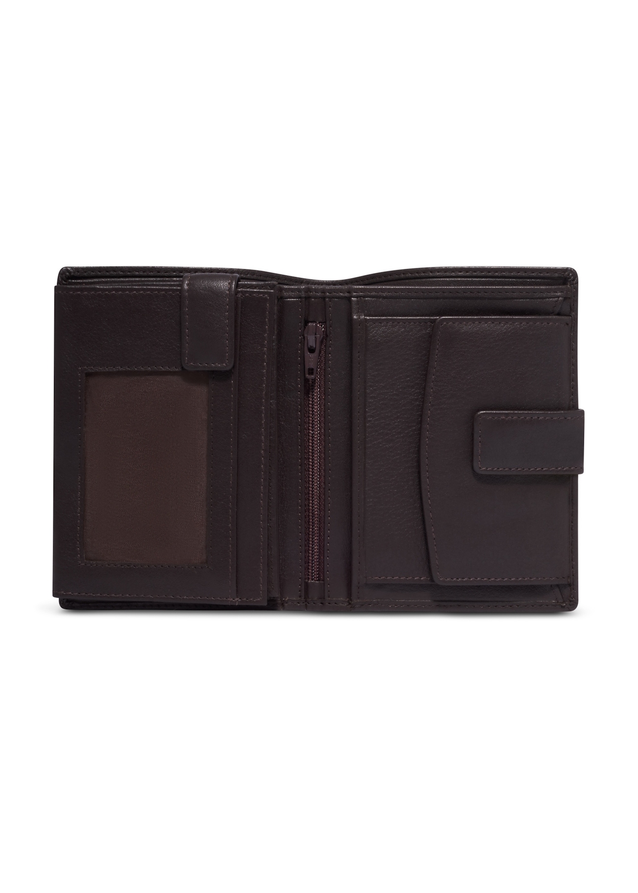 Brown men's wallet made of genuine leather PORMS-0710-1H(Z26), product view inside on white background.