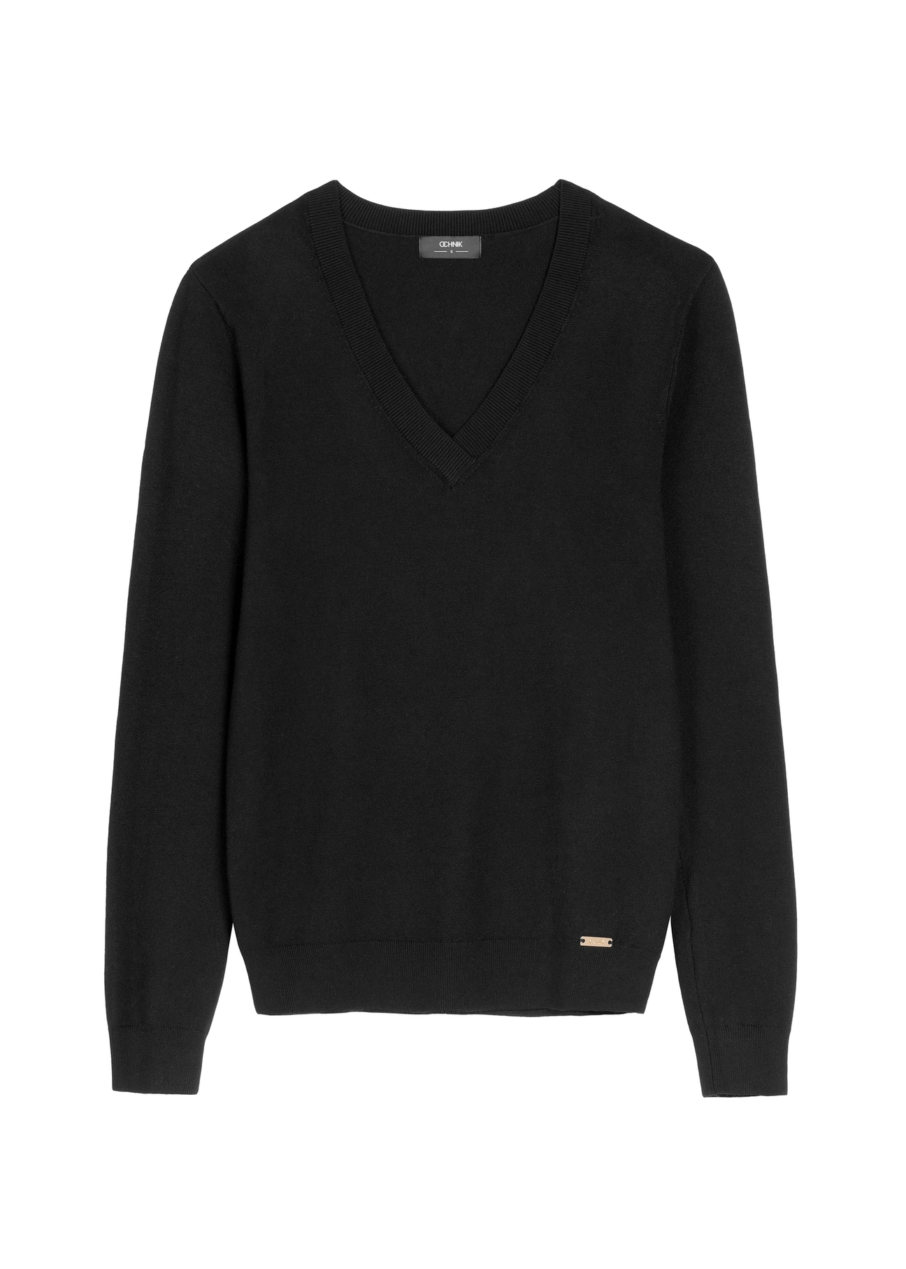 Black sweater with V-neck SWEDT-0201-99(W26)