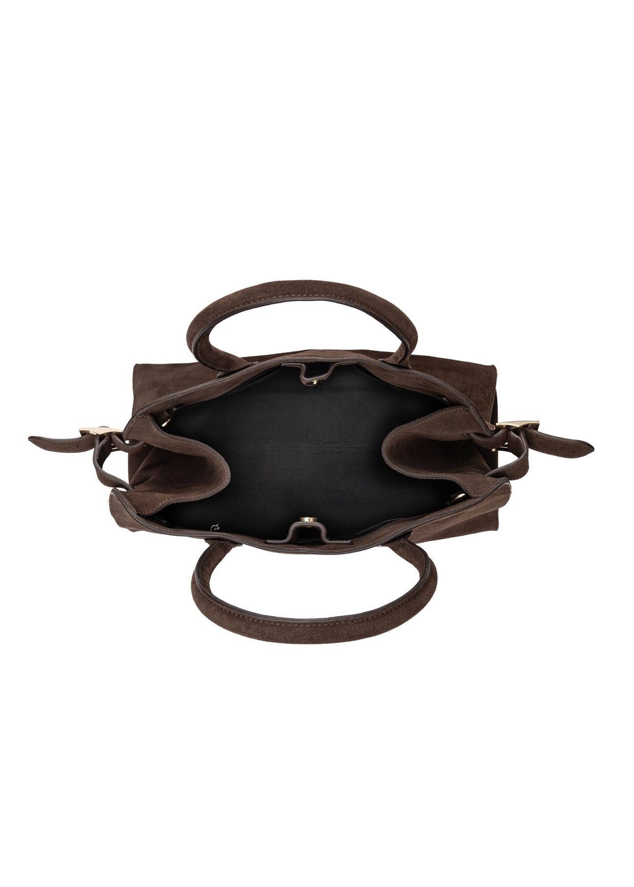 Dark brown leather shopper bag TORES-1412-1H(Z26). Top view on a white background.