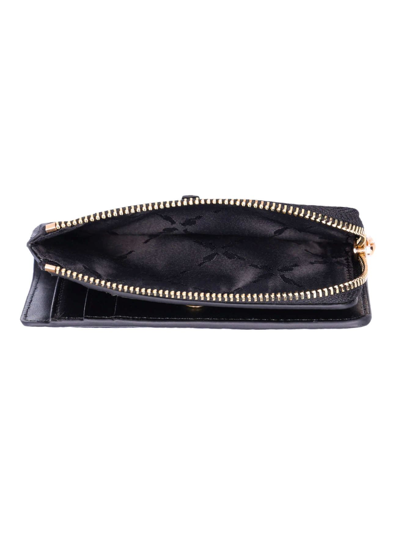 Black leather women's wallet PORES-1019-9I(Z26), product view inside on white background.