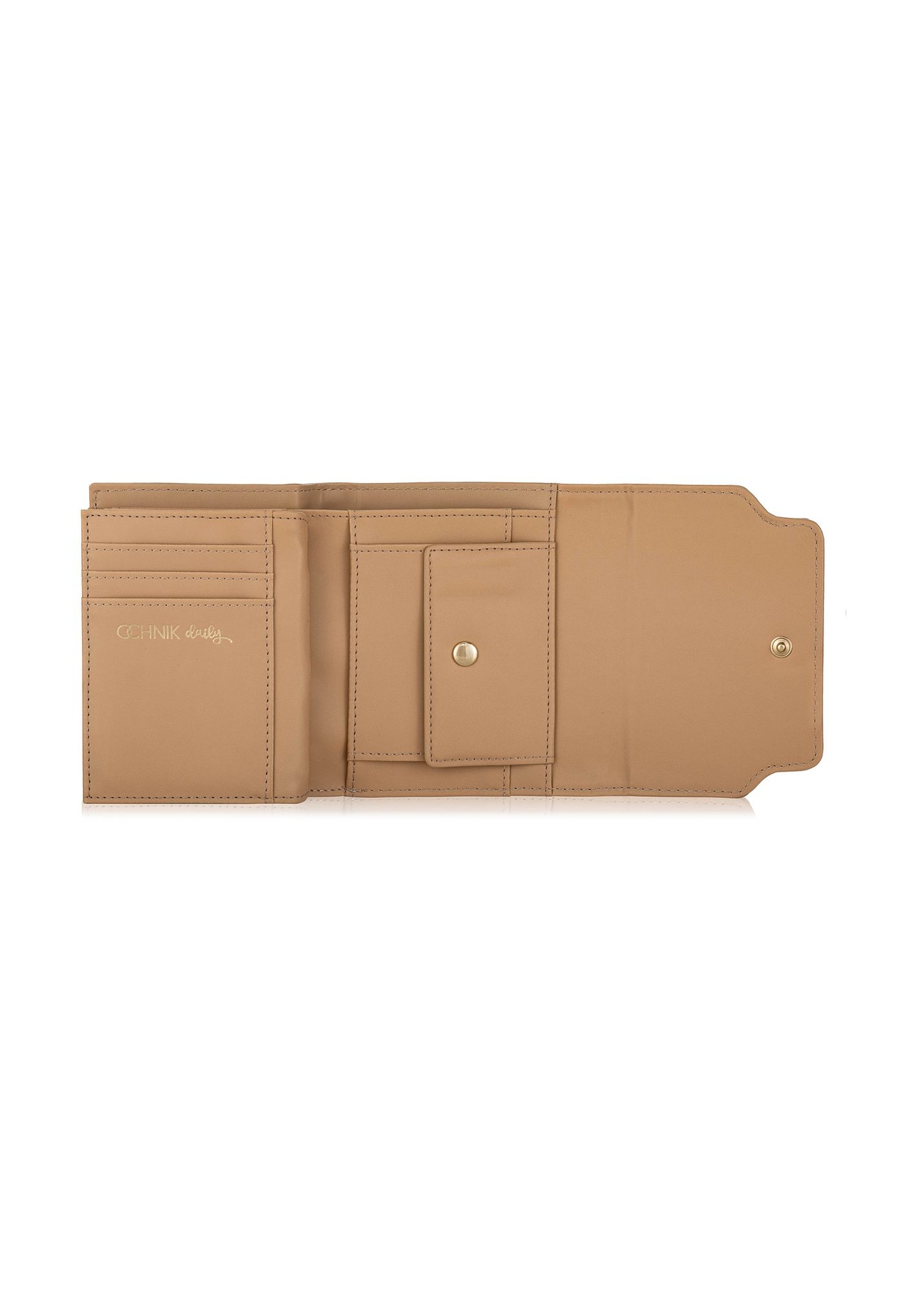 Beige women's wallet with rhinestones POREC-0379-82(W24)-05