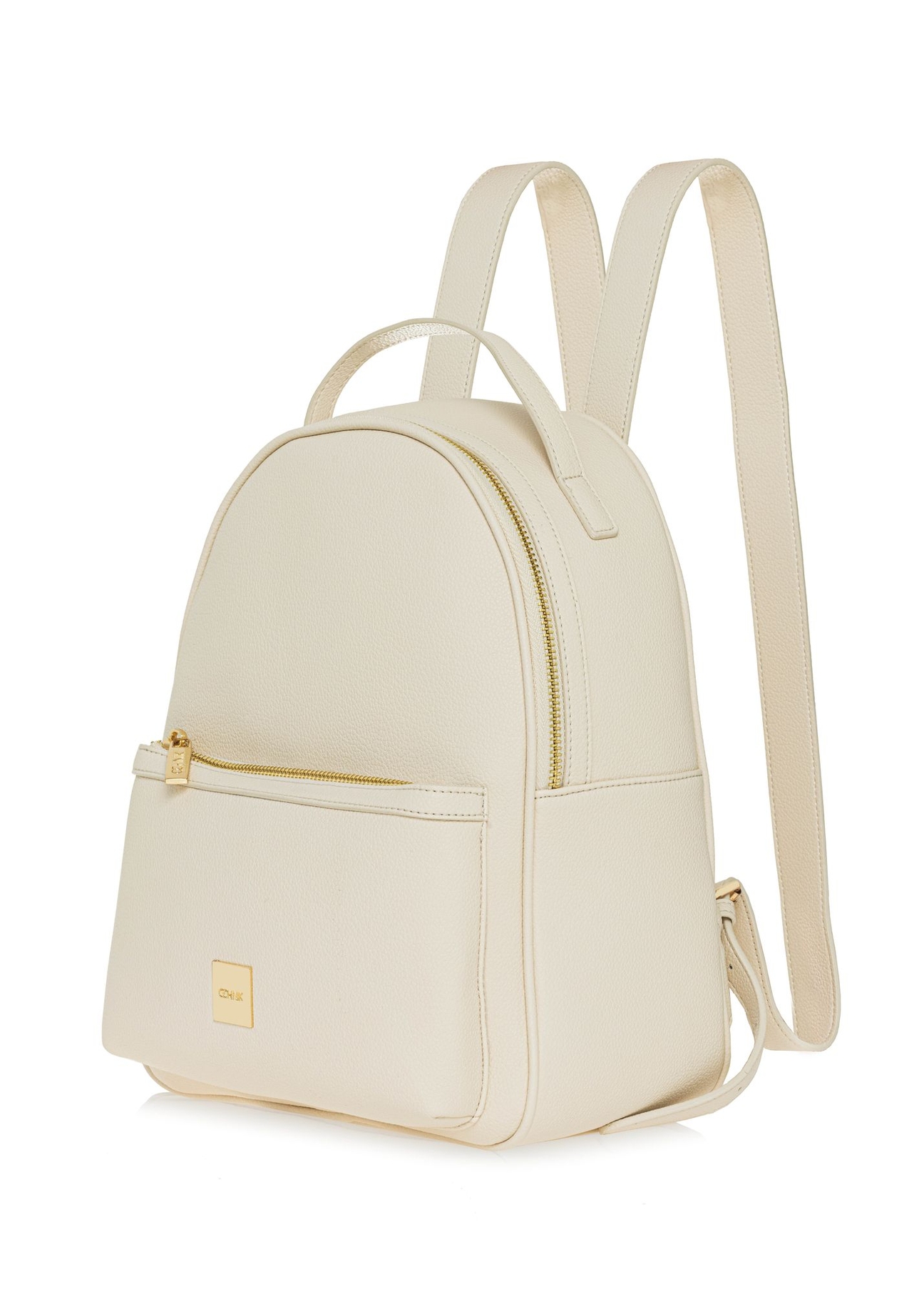 Cream women's medium backpack TOREC-0920-0B(W26) - diagonal product view, on a white background.