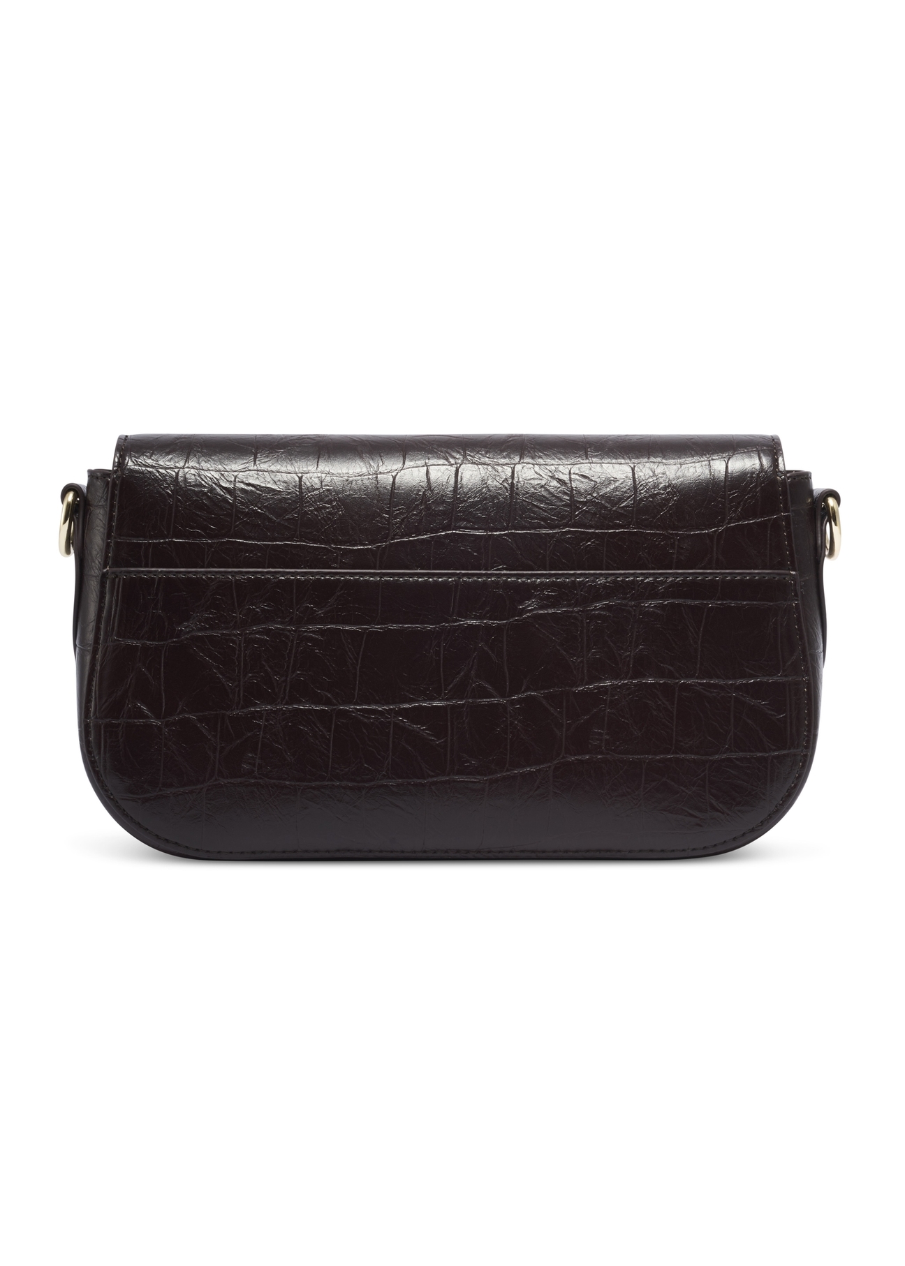 Burgundy crocodile handbag TOREC-1308-4D(Z26). Back view on white background.