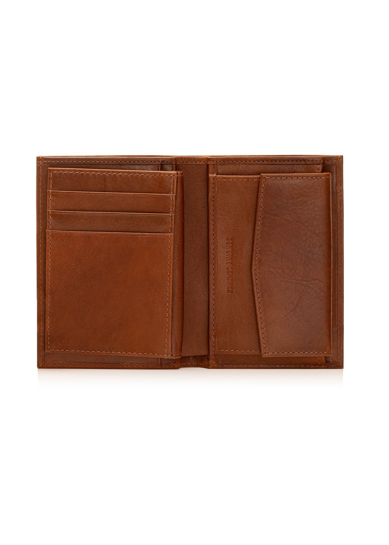 Men's cognac wallet PORMS-0300A-88(Z25), product view inside on white background.