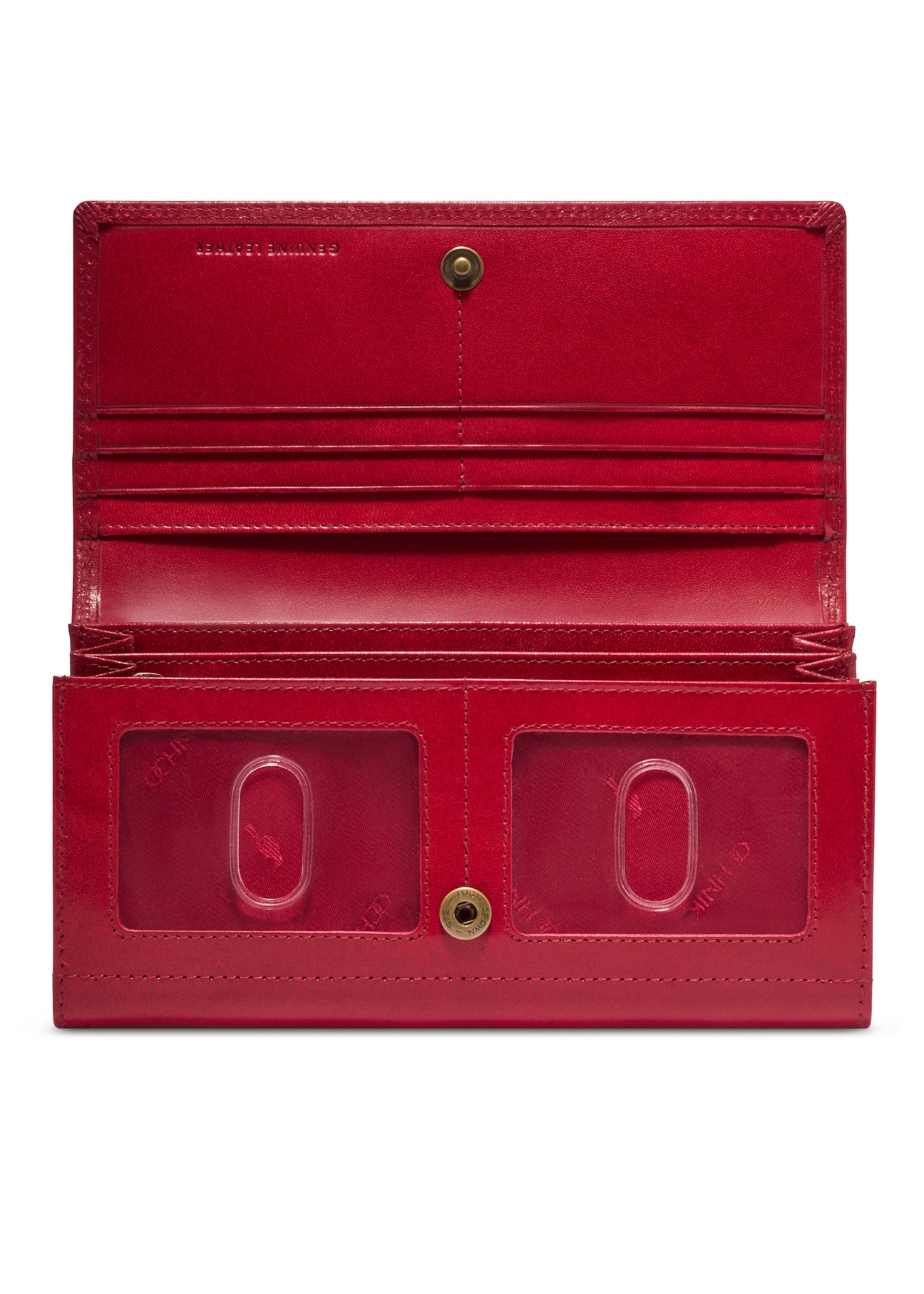 Red women's wallet PL-125-4B(KS), product view inside on white background.
