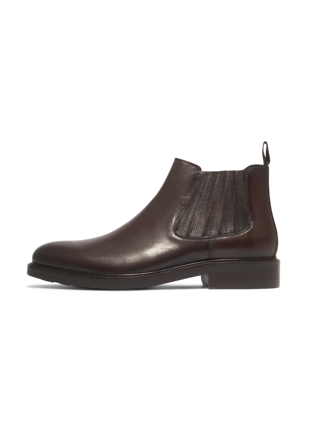 Men's dark brown leather Chelsea boots BUTYM-0583-1I(Z26), side view of the product on a white background.