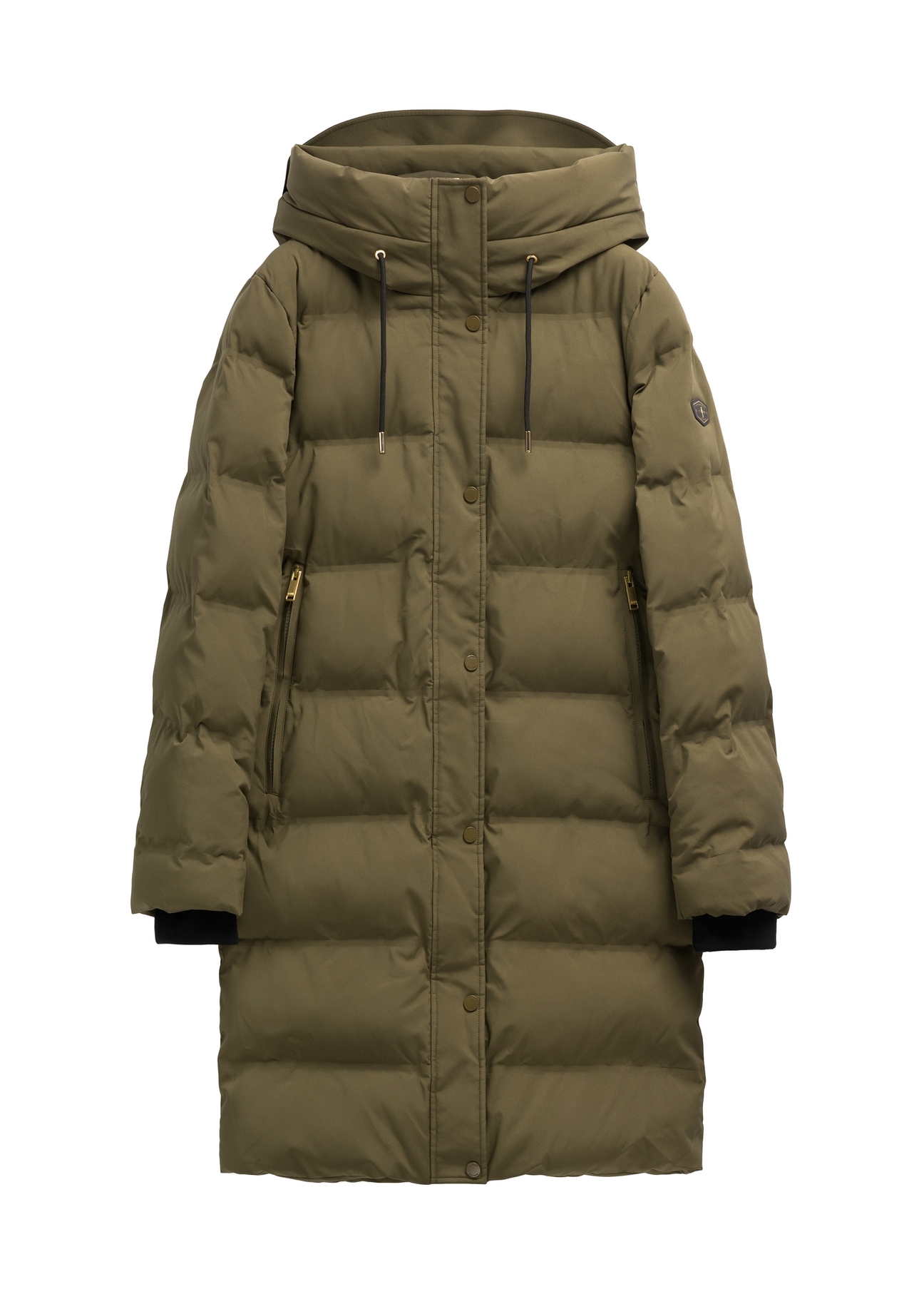 Women's khaki winter jacket KURDT-0700-8D(Z26) - front product view, on white background.