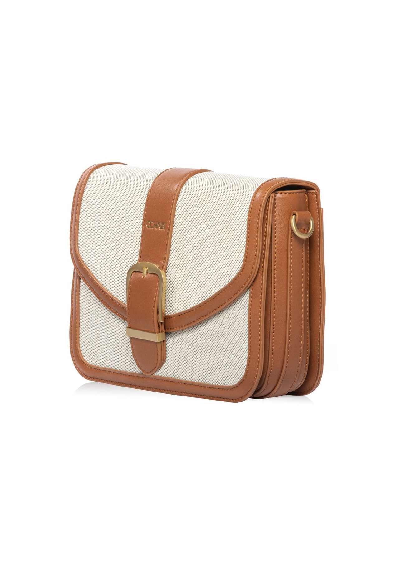 Beige women's messenger bag TOREC-1203-0P(W26) - diagonal product view, on a white background.