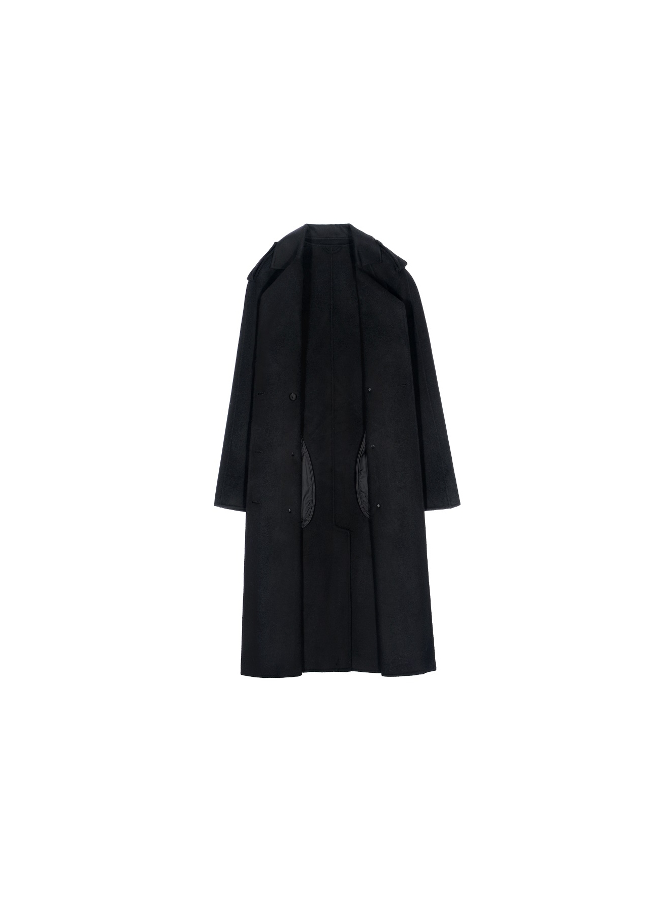 Klasyczny czarny płaszcz damski PLADT-0035-99(Z20)-03