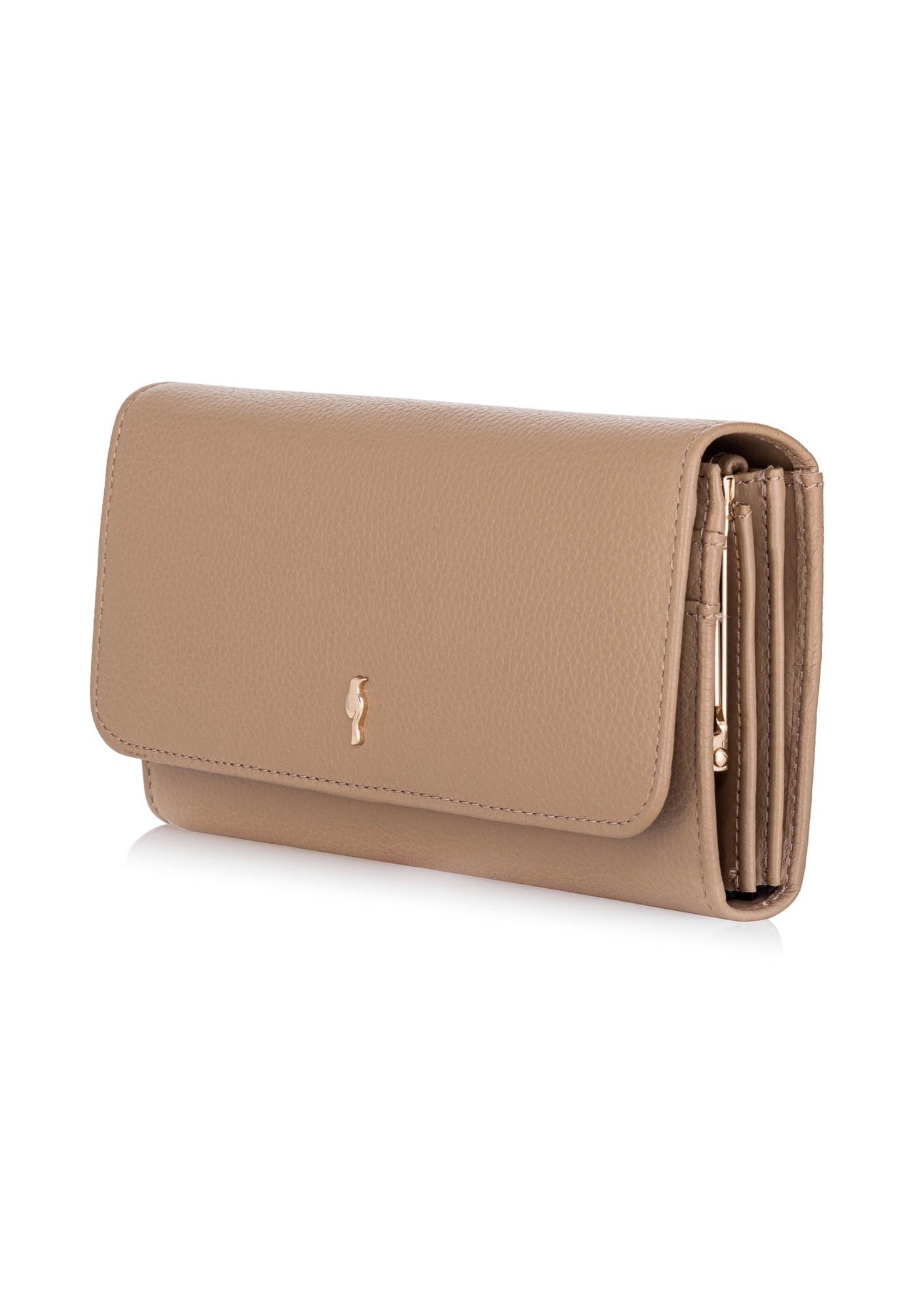 Large beige leather women's wallet PORES-0831-81(W23)-02