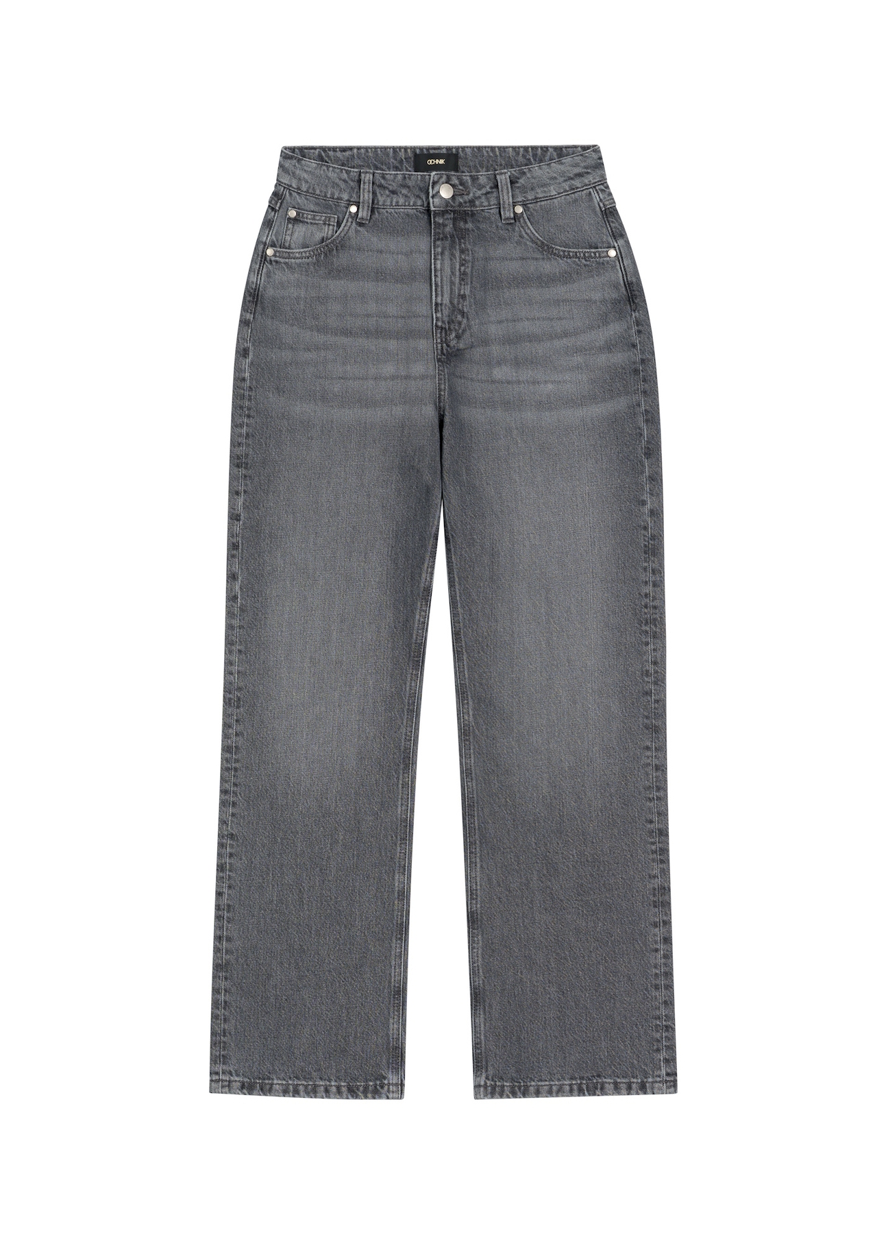 Gray women's denim pants JEADT-0016-9B(Z26) - front product view, on white background.