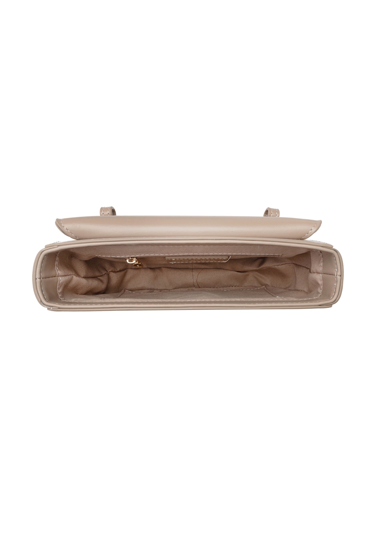 Camel semi-circular women's messenger bag TOREC-1127-1D(W26), product view inside on white background.