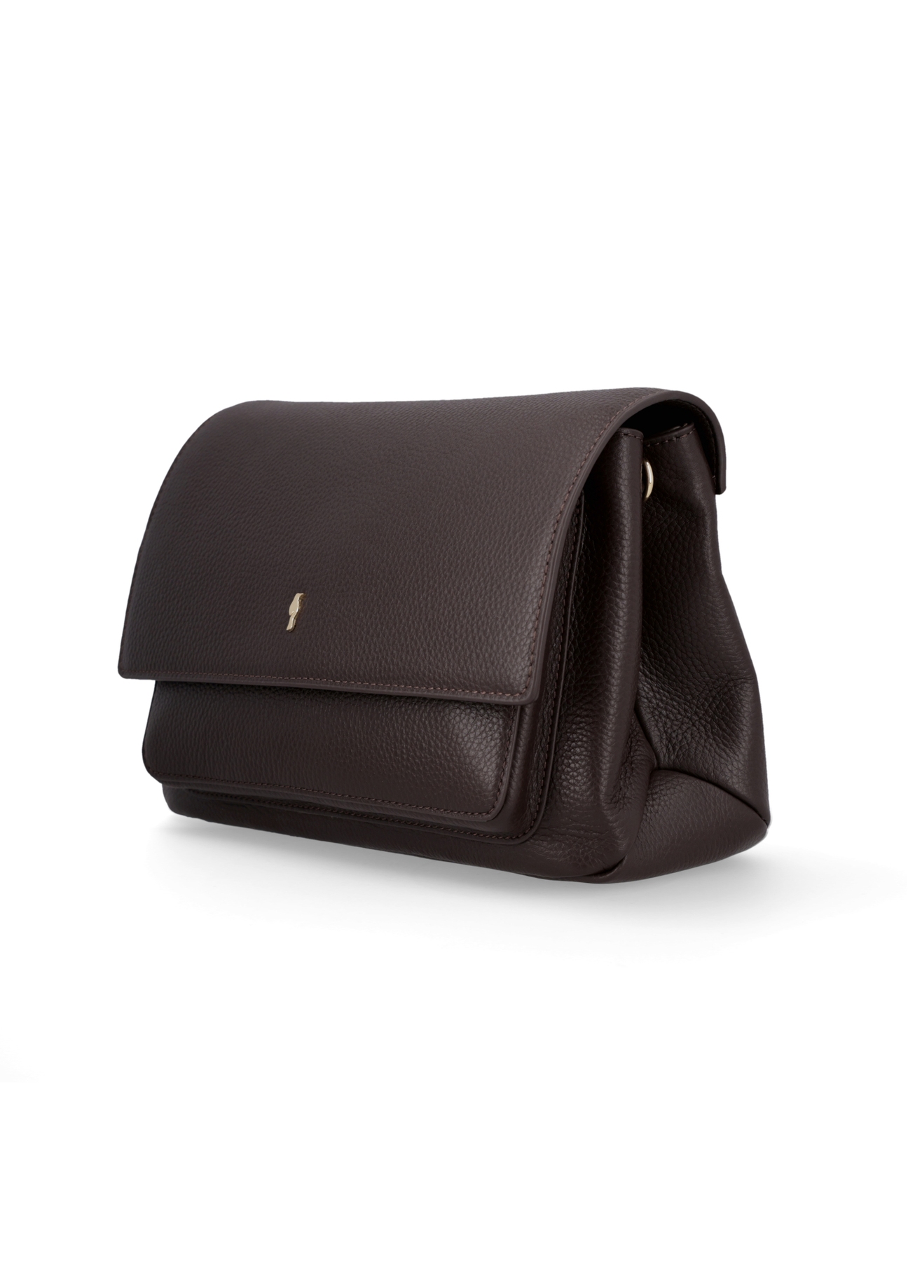 Dark brown leather women's shoulder bag TORES-1347-1I(Z26), diagonal product view on a white background.