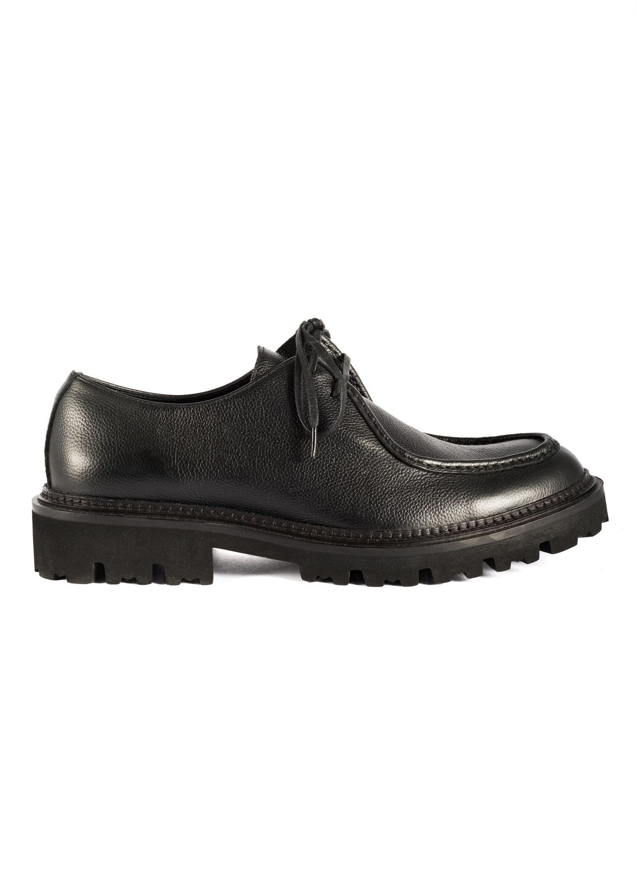 Black men's leather shoes BUTYM-0524-9I(Z26), side view of the product on a white background.