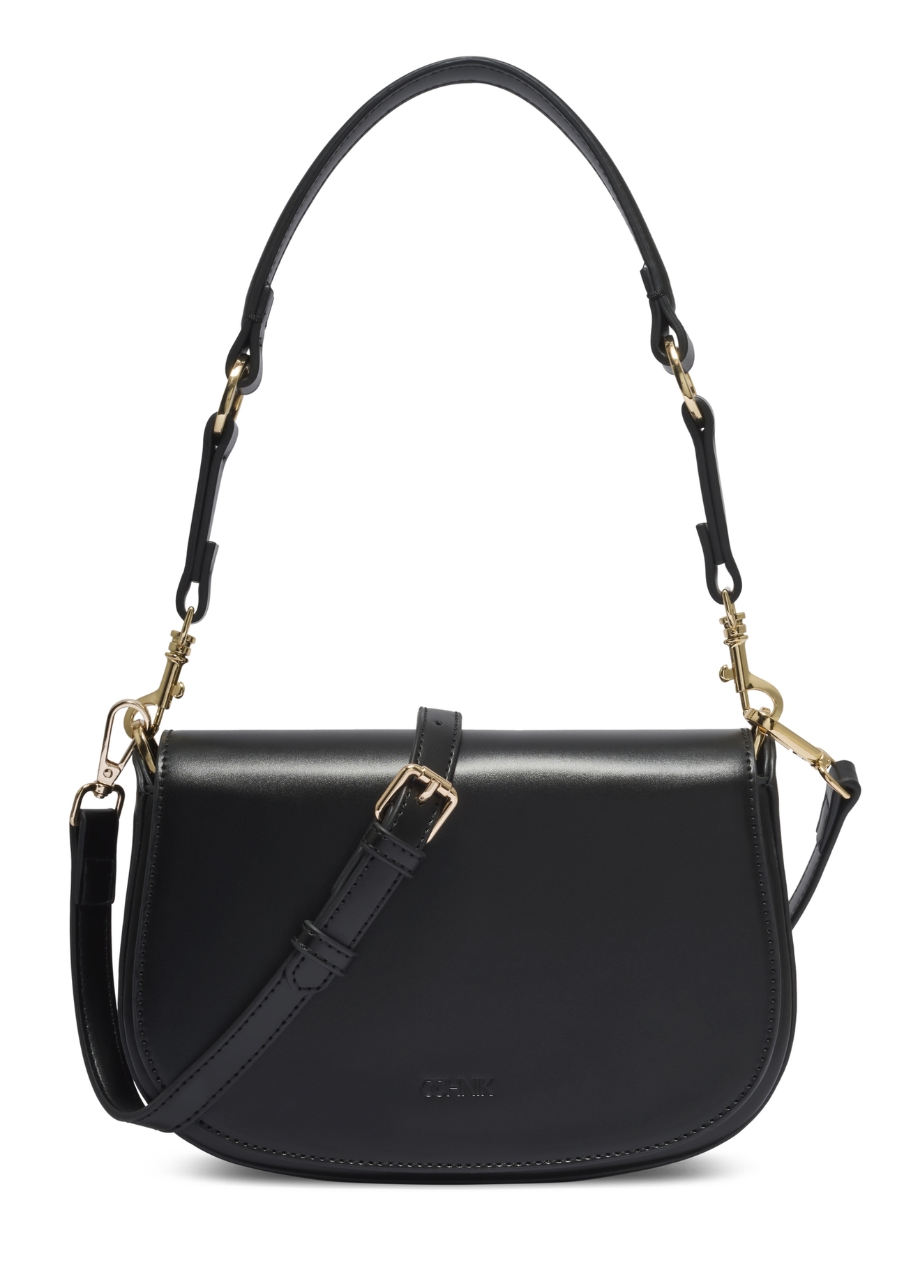 Black women's handbag with stitching TOREC-1380-99(Z26), front product view on white background.