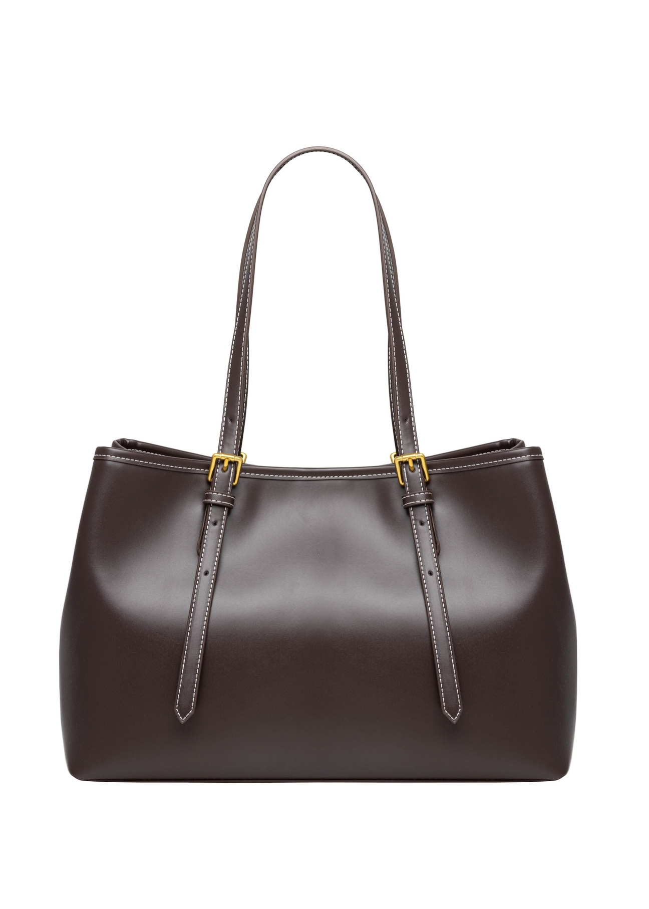Large brown shopper bag TOREC-1381-1H(Z26), rear view on a white background.