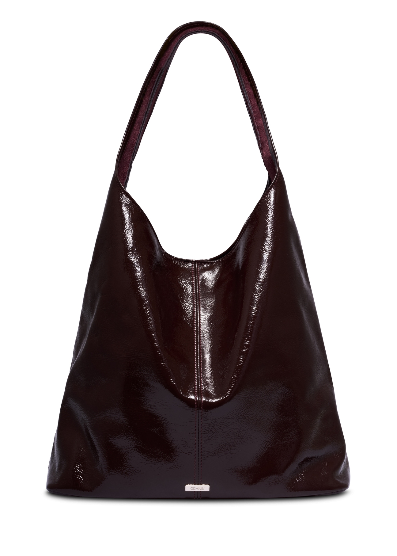Burgundy leather shopper bag TORES-1372-4D(Z26), front product view on white background.