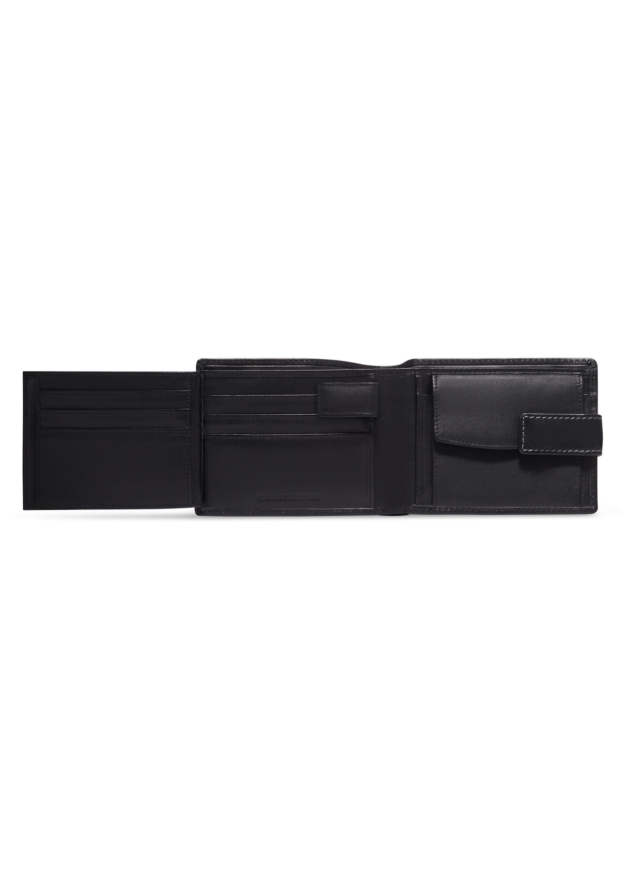 Black men's leather wallet PORMS-0700-99(Z26), product view inside on a light background.