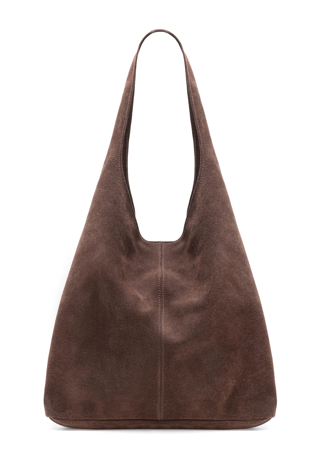 Brown suede women's shopper bag TORES-1177-89(Z25), back view of the product on a white background.