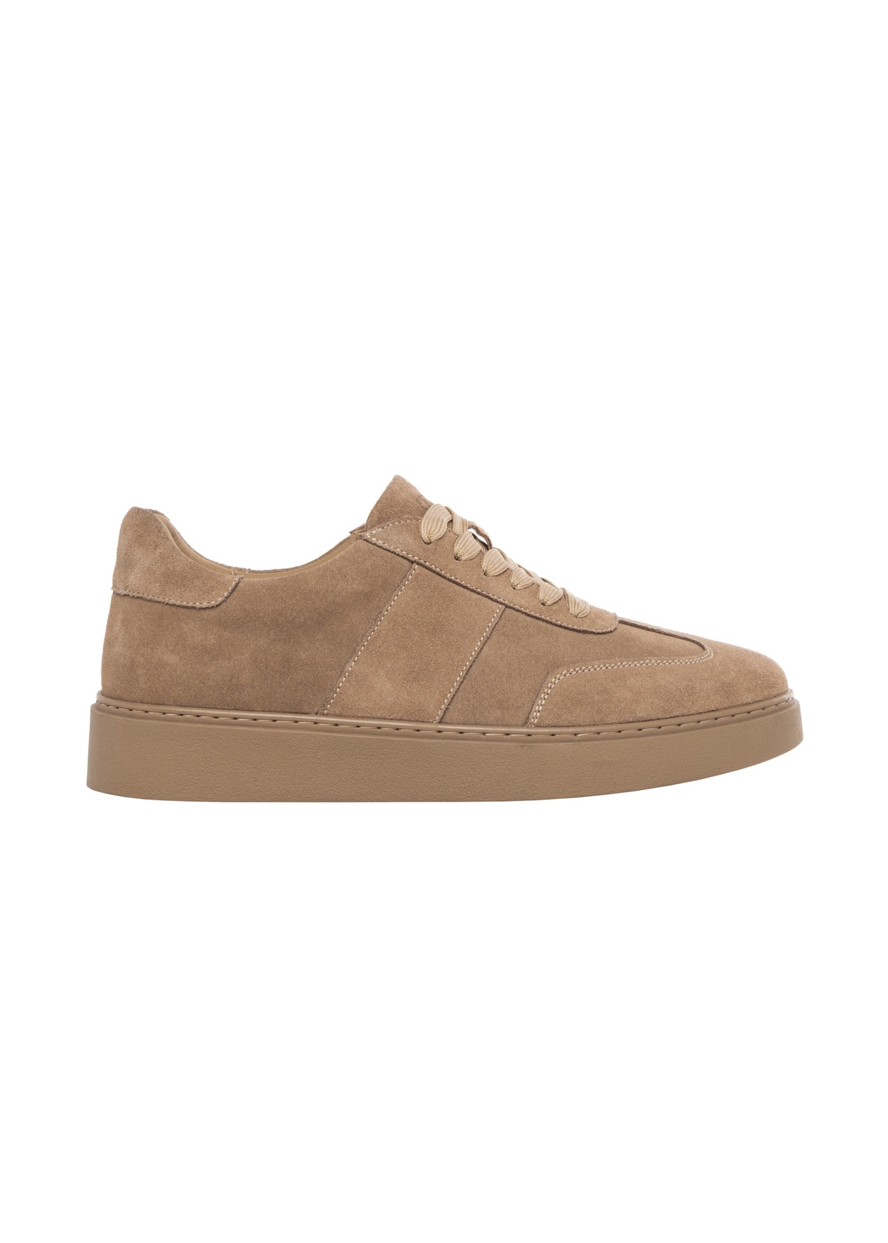 Beige suede men's shoes BUTYM-0564-1K(Z26), side view of the product on a white background.