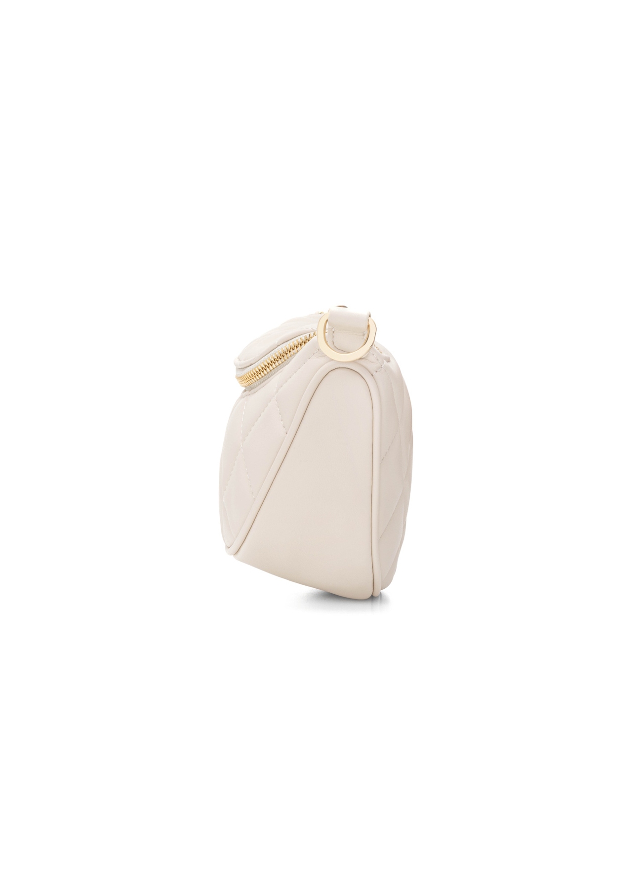 Cream quilted women's handbag TOREC-1091-0B(W26), side product view on white background.