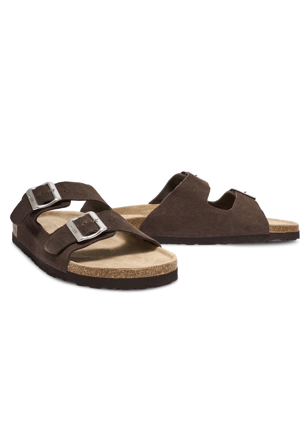 Men's dark brown leather flip-flops BUTYM-0495-1I(W26), diagonal product view on a white background.
