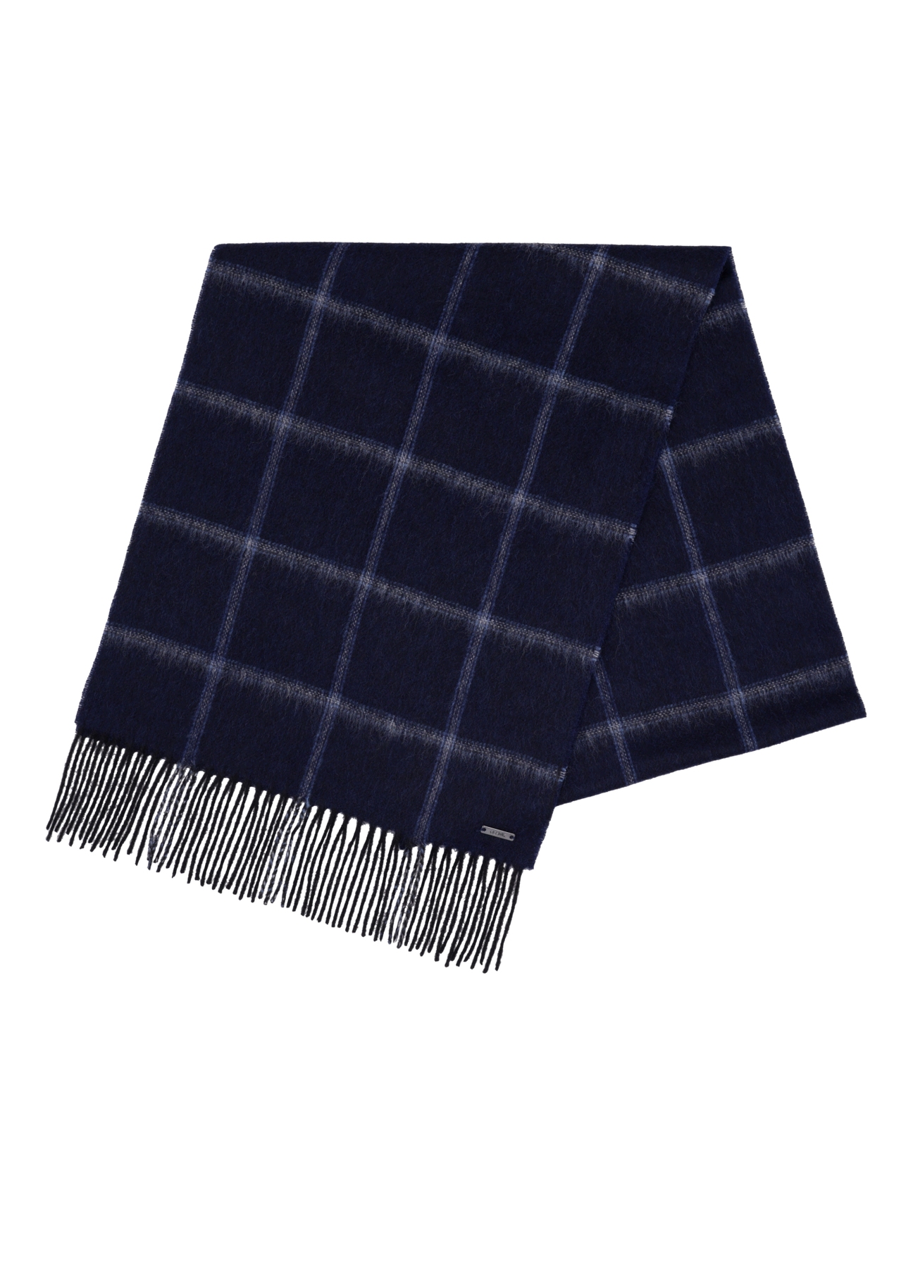 Men's woolen checkered scarf SZAMT-0087-9J(Z26), front product view on white background.