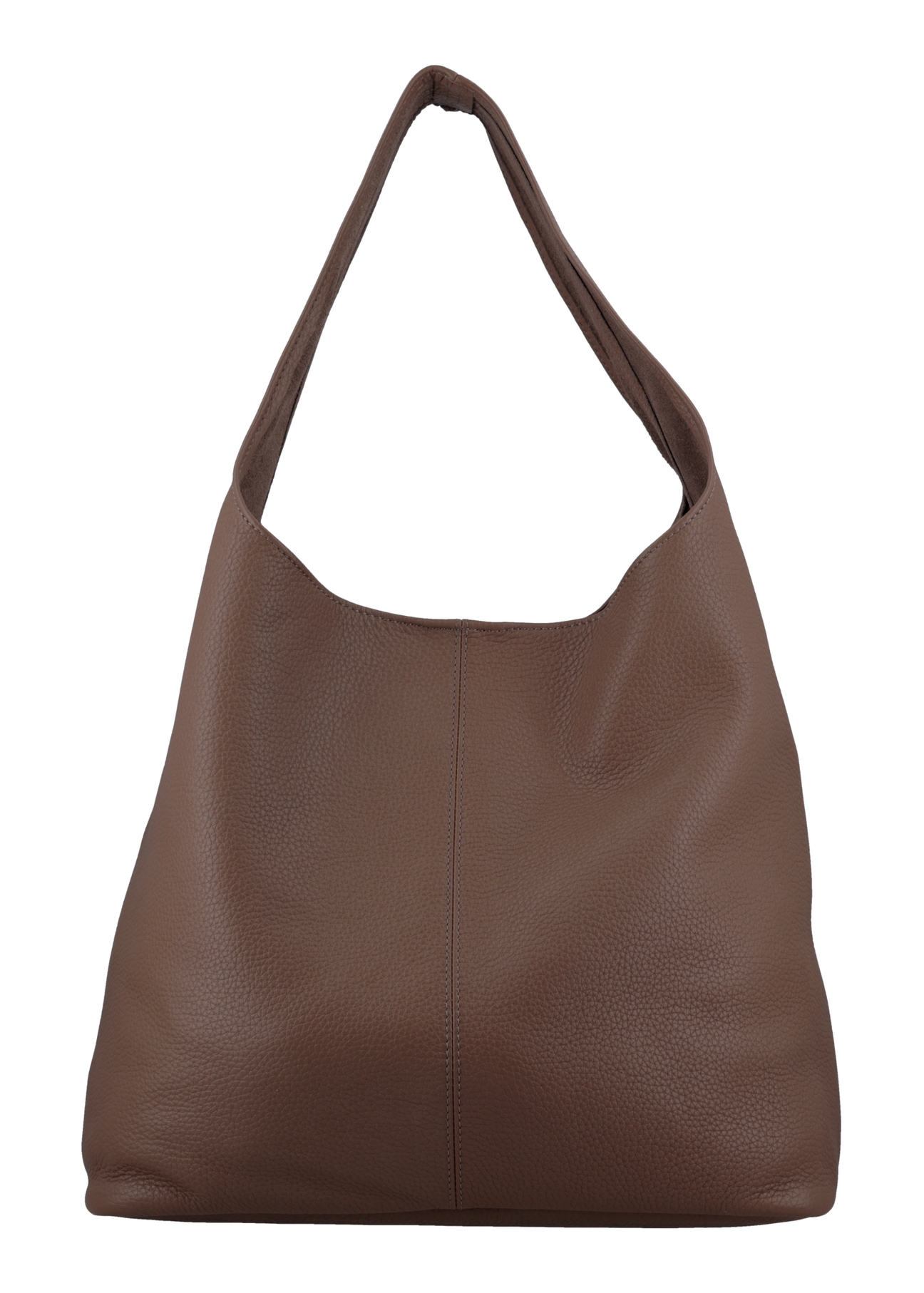 Beige leather shopper bag TORES-1372-1K(Z26) - product view from the back, on a white background.