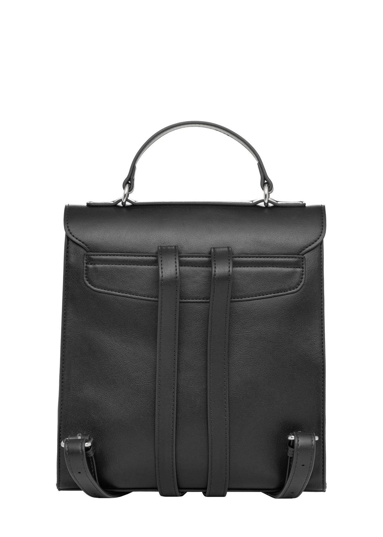 Black elegant women's backpack TOREC-1281-99(Z26) - product view from the back, on a white background.