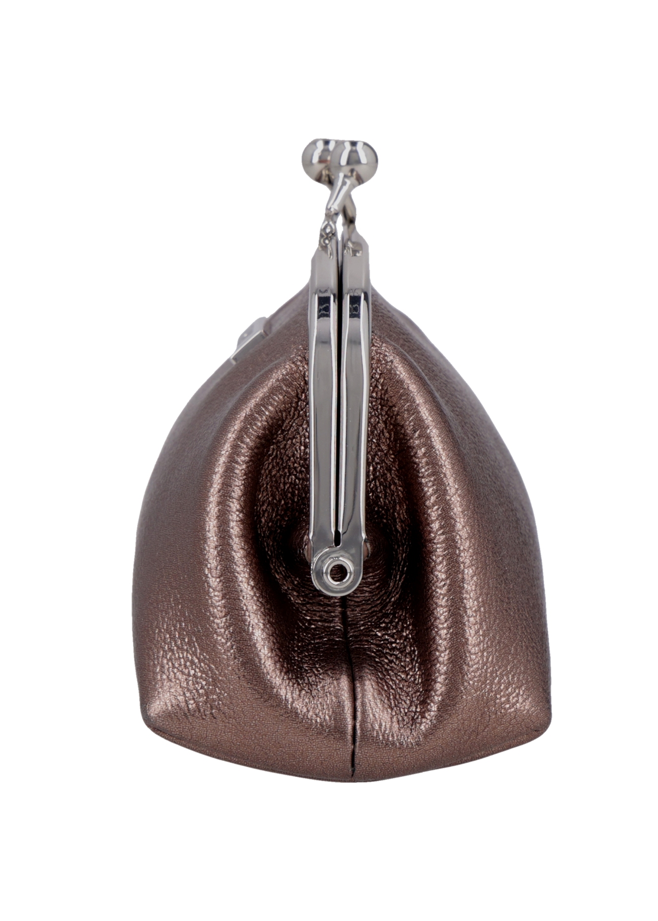 Brown leather women's coin purse PORES-1031-1G(Z26), side view of the product on a white background.