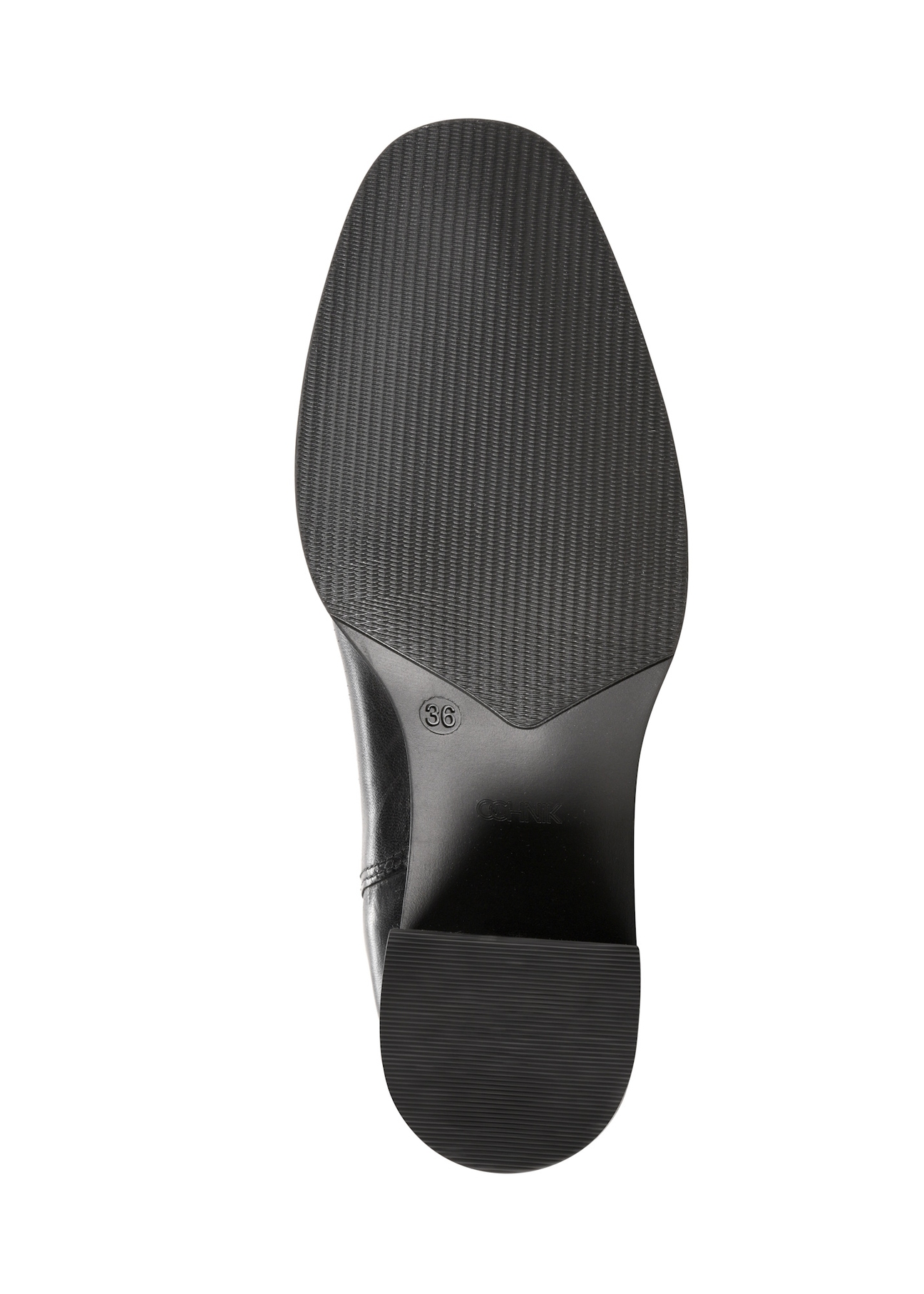 Women's black leather high-heeled Chelsea boots BUTYD-1185-99(Z25), view of the sole of the product on a white background.