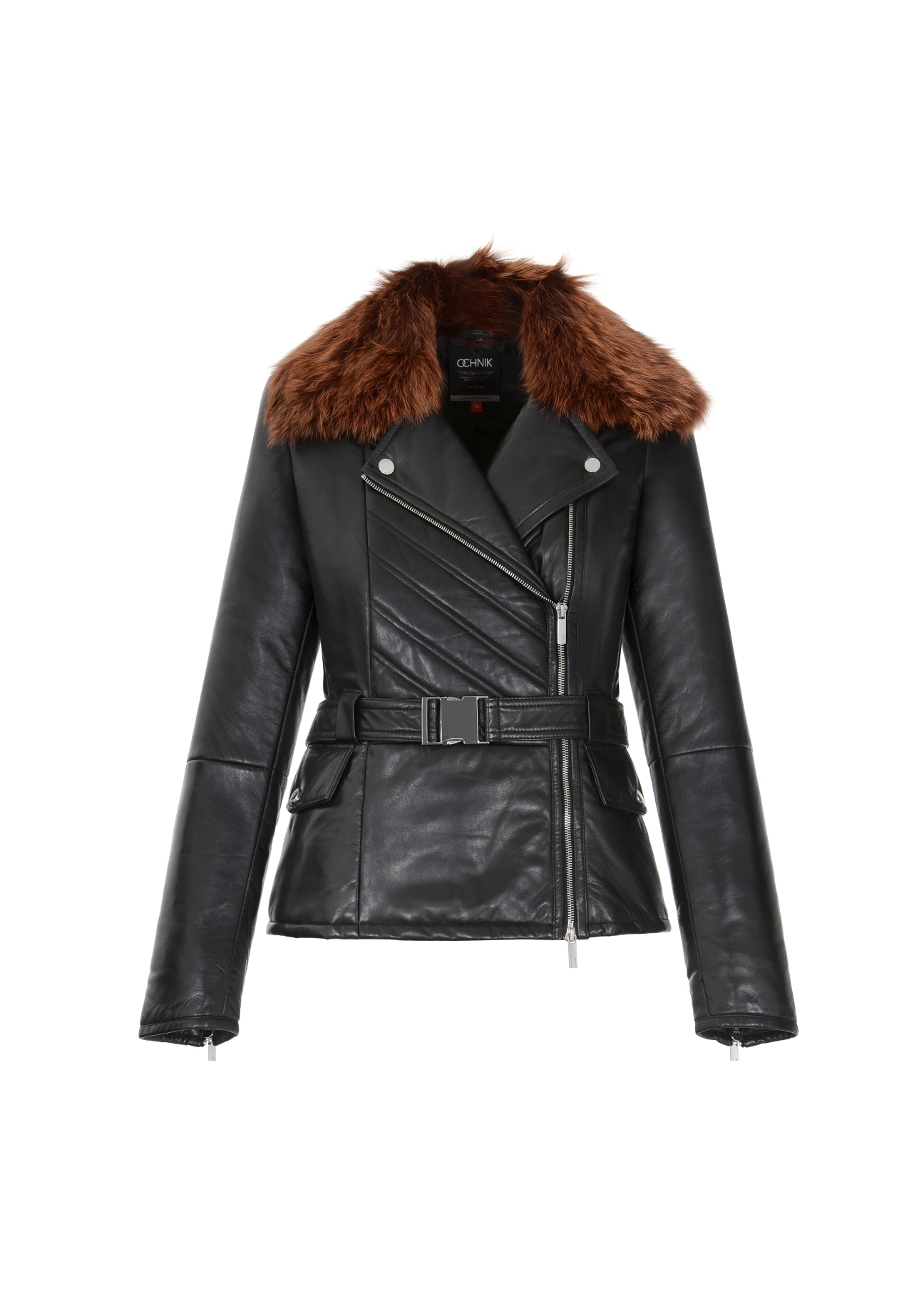 Women's leather jacket with belt KURDS-0251-2038(Z20)-04