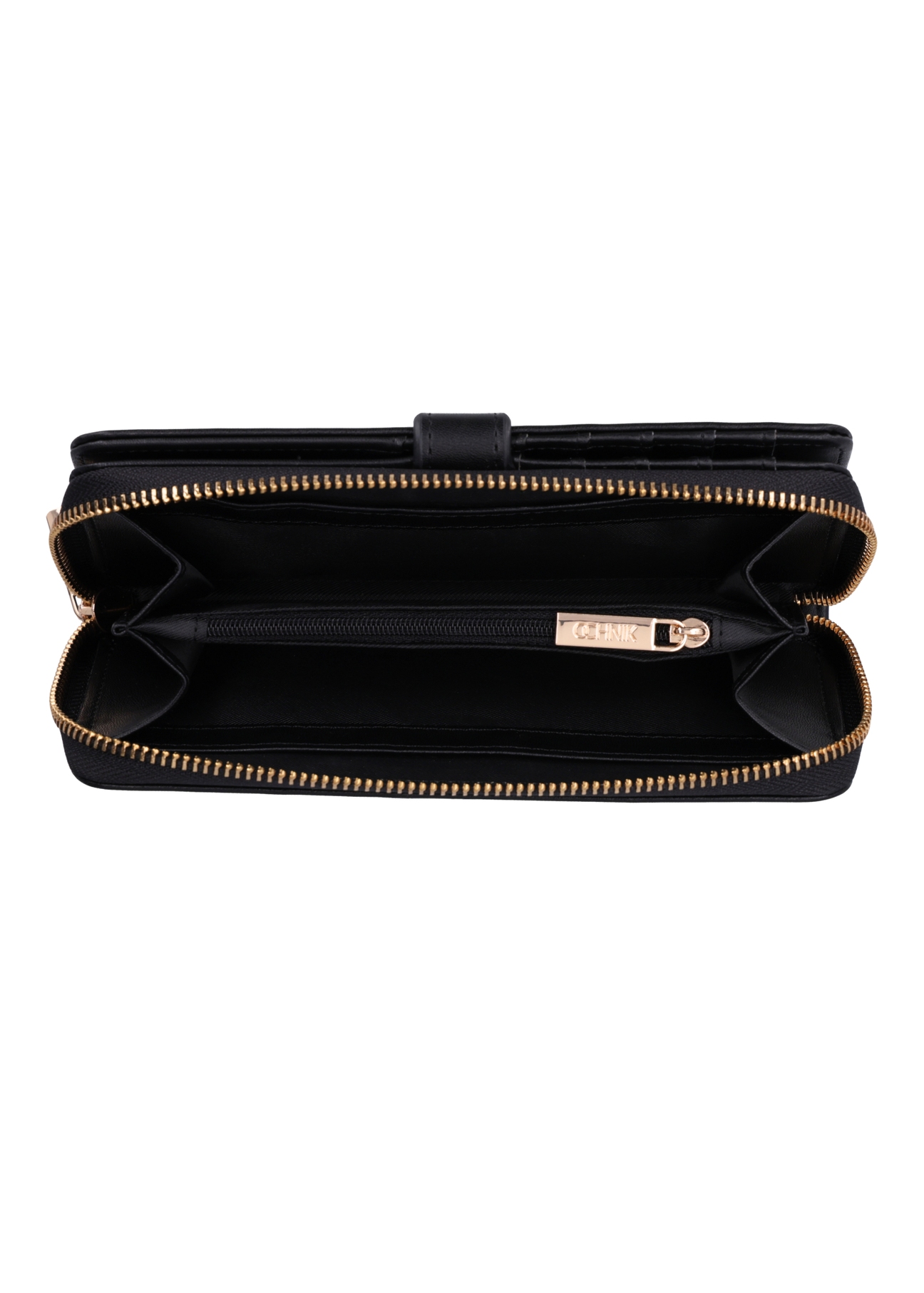 Black large women's wallet POREC-0444-99(Z26), product view inside on white background.