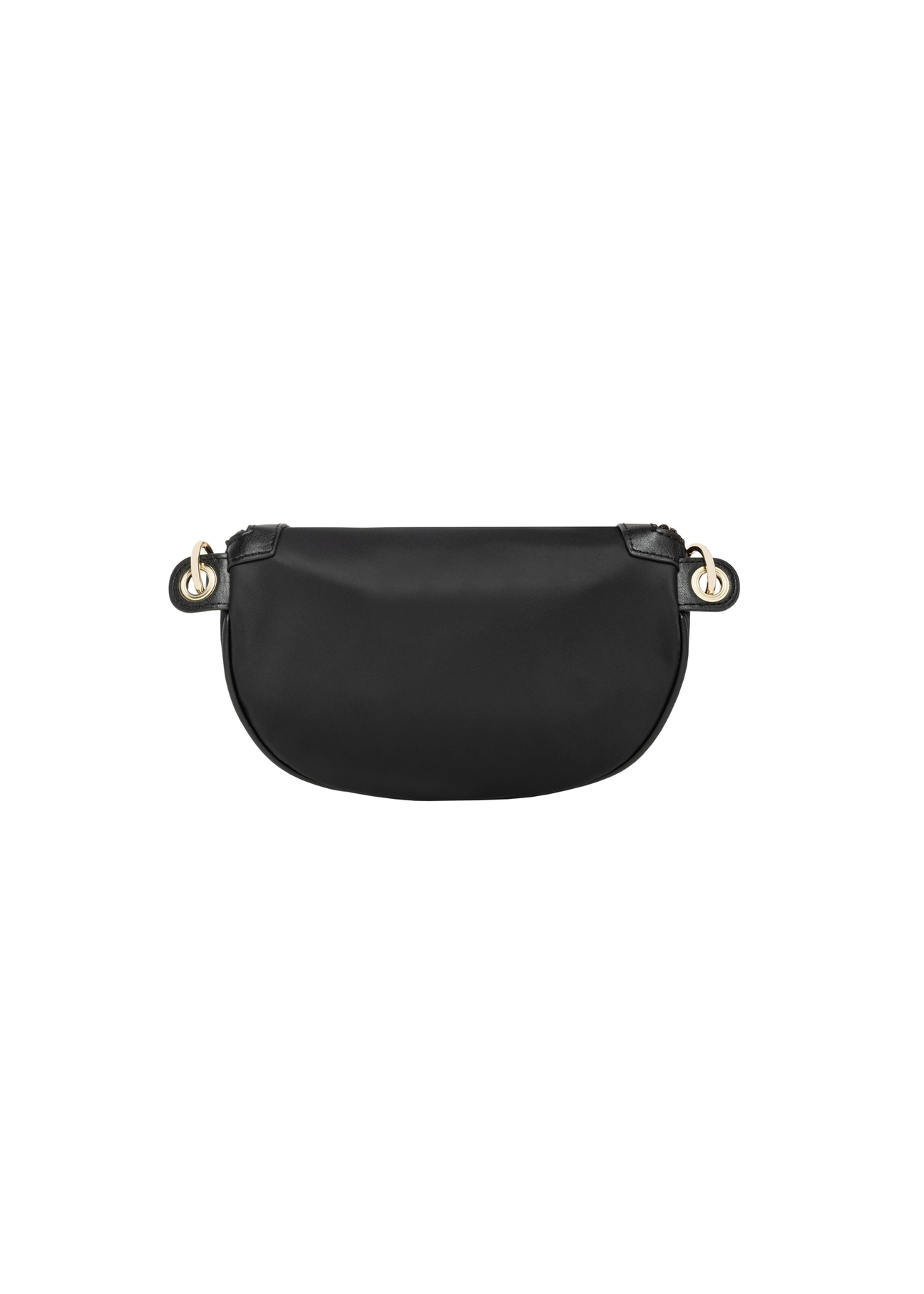 Black fabric women's waist bag TOREN-0356-99(Z26), back view of the product on a white background.