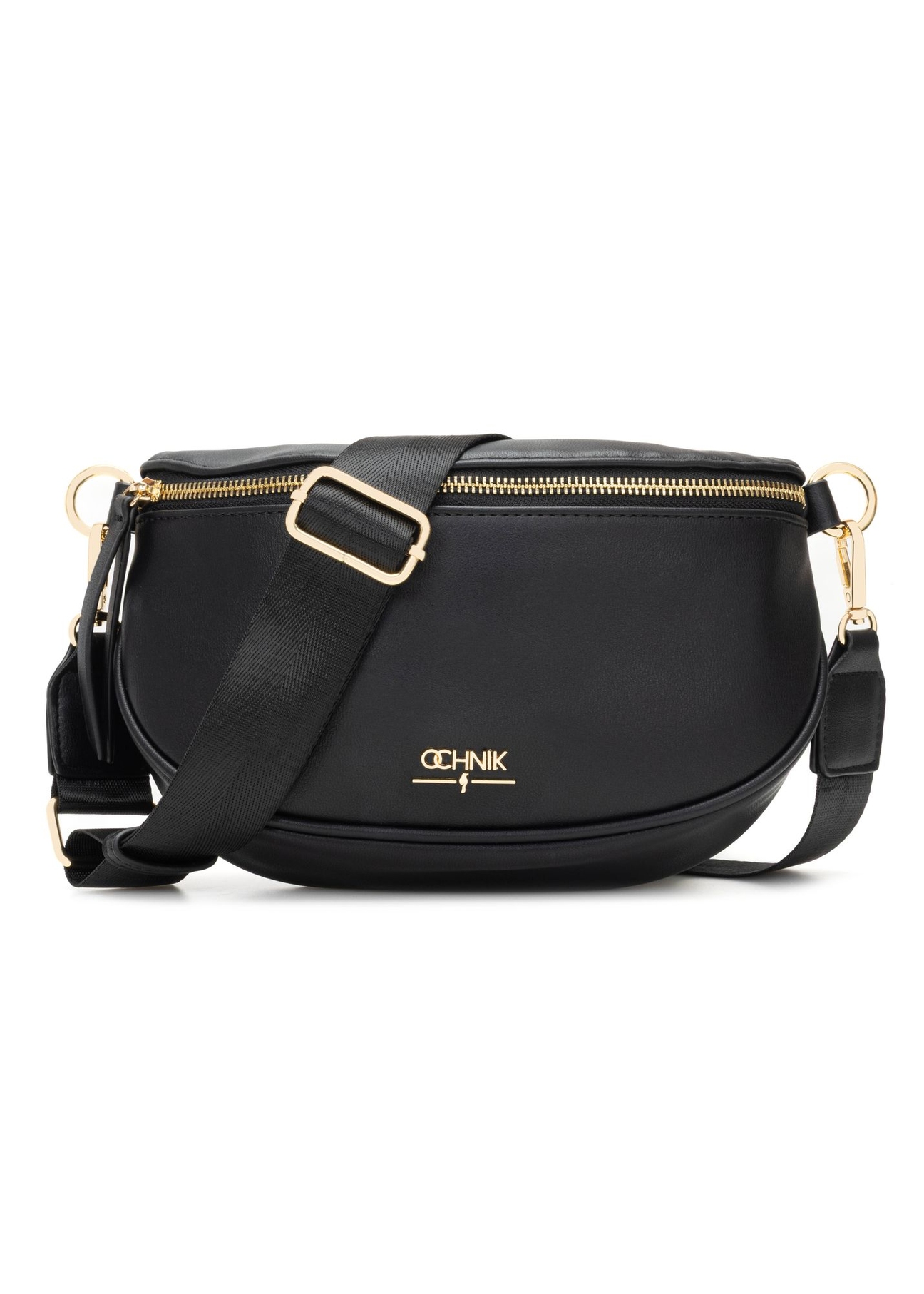 Black women's waist bag TOREC-1191-99(W26) - front view of the product on a white background.