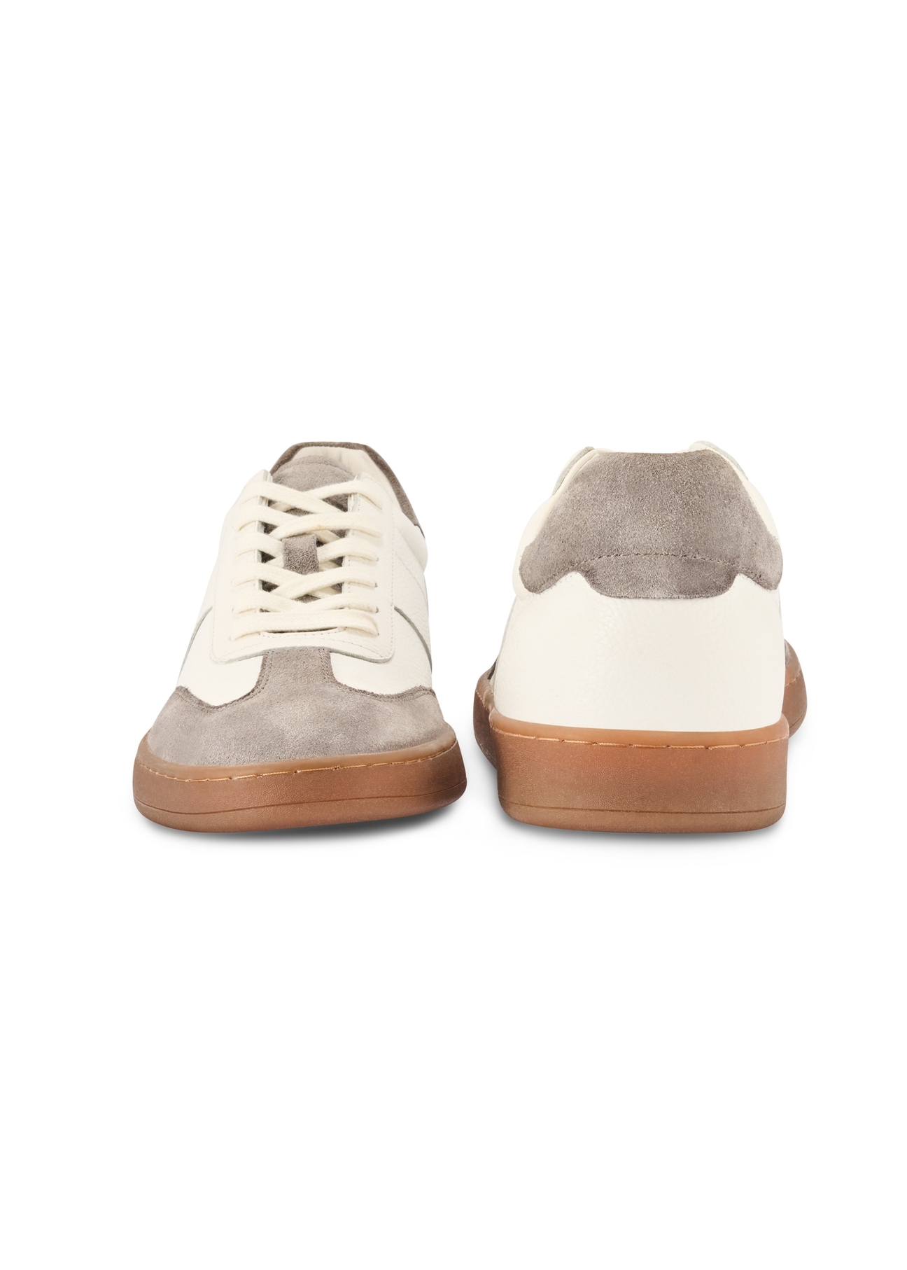 Men's leather sports shoes BUTYM-0487-0B(W26), front and back product view on white background.