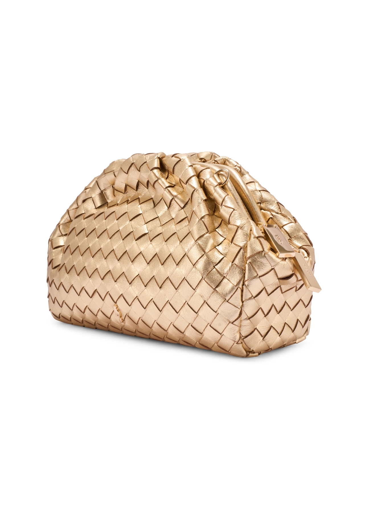 Leather gold braided women's handbag TORES 1291-2X(W26) - diagonal product view, on a white background.