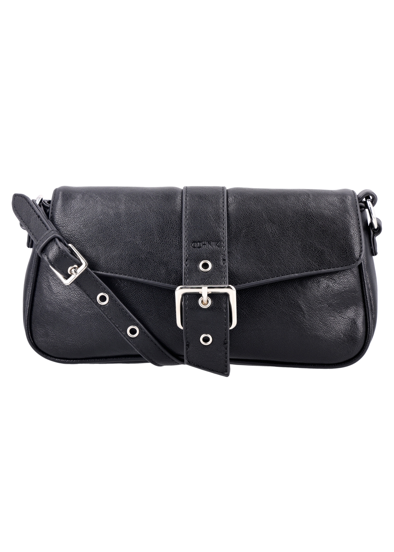 Black women's handbag with buckle TOREC-1370-99(Z26), front product view on white background.