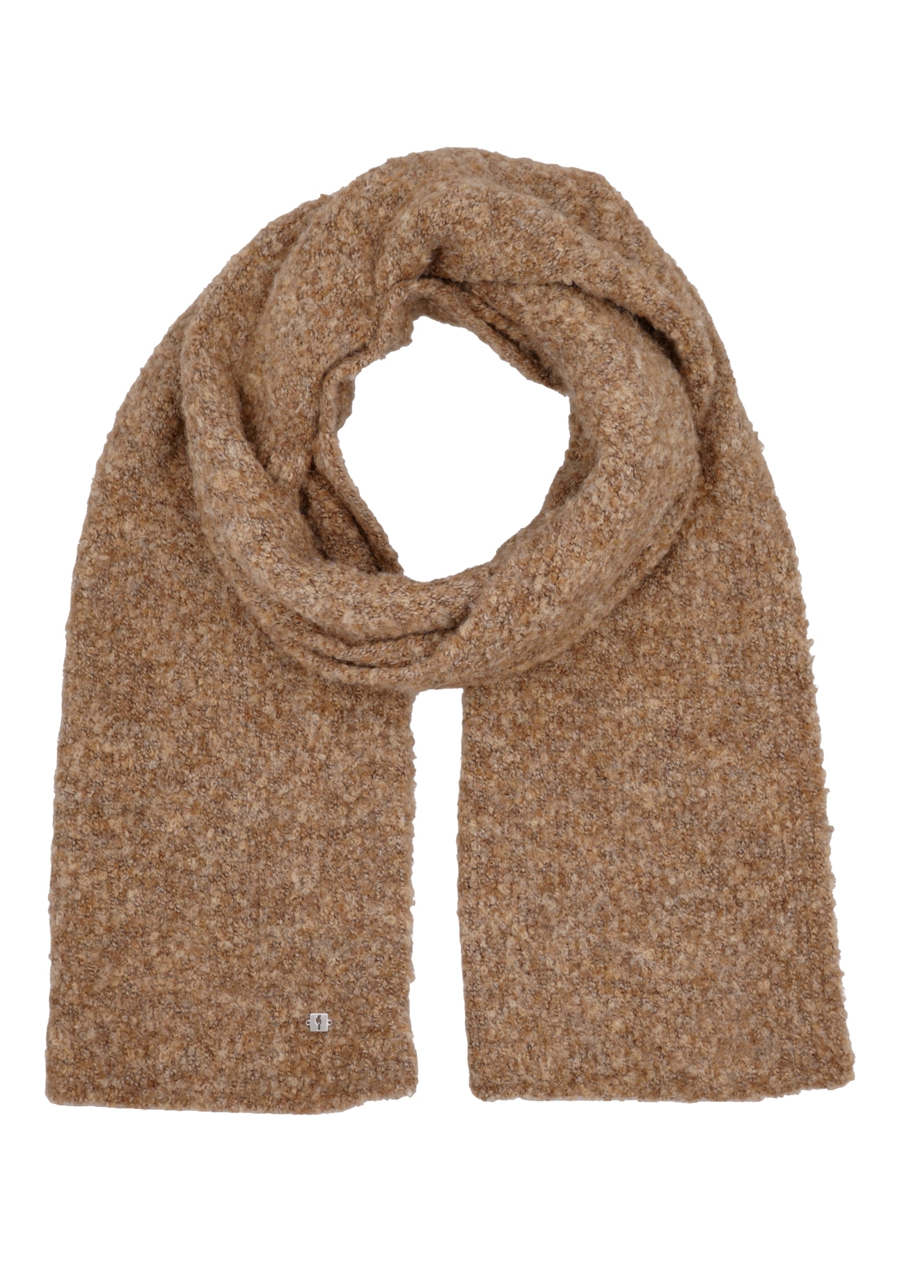 Brown wool-blend hat and scarf set ZESTD-0013-1G(Z26), front view of the scarf on a white background.