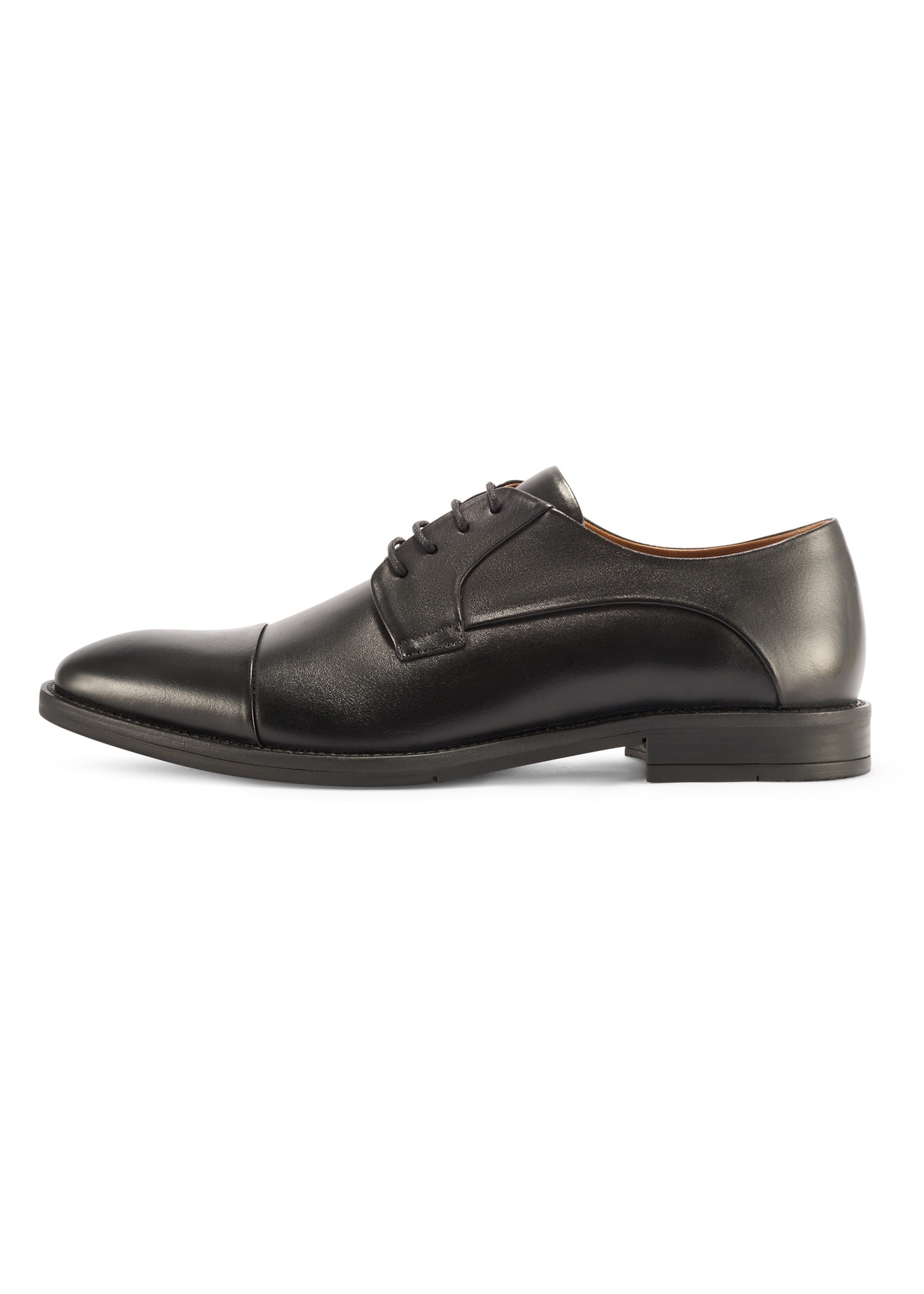 Men's leather black shoes BUTYM-0483-99(W26), side view of the product on a white background.