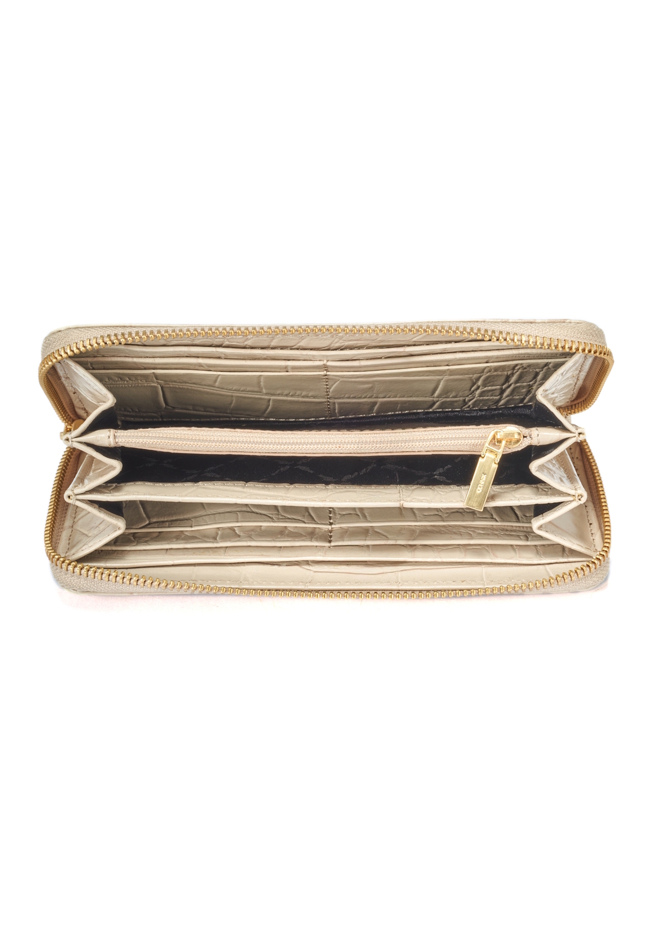 Large leather cream women's croco wallet PORES-0955-12(W25)