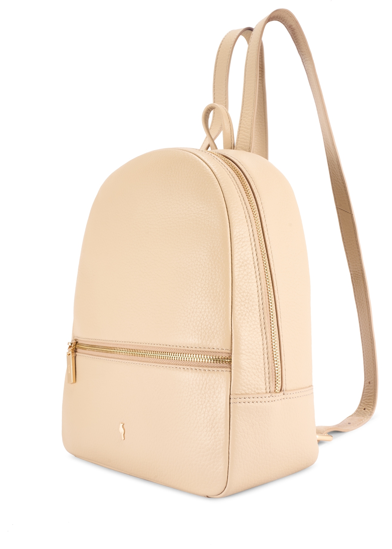 Beige leather women's backpack TORES-0898E-1B(W26) - diagonal product view, on a white background.