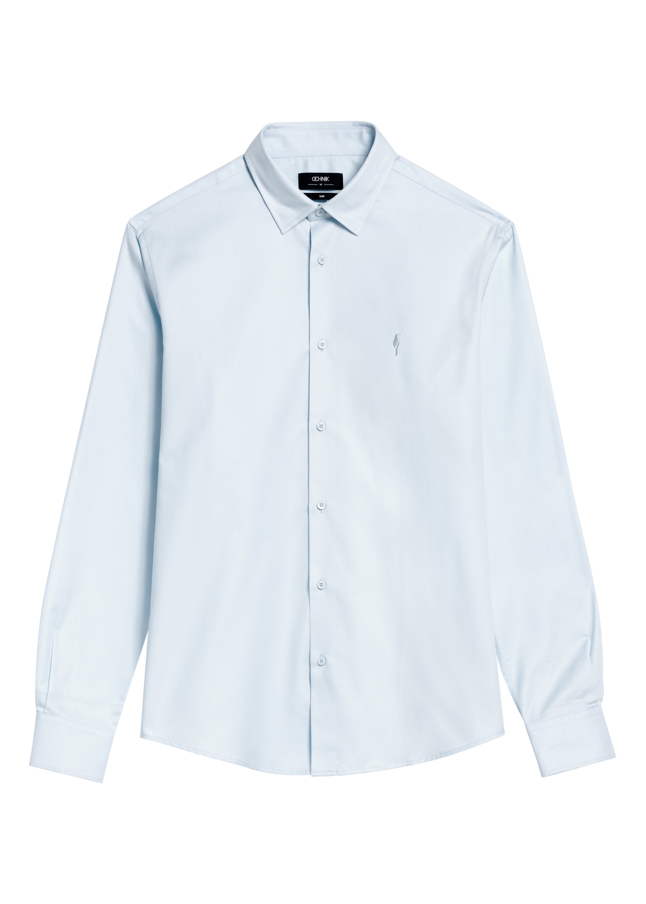 Blue men's shirt KOSMT-0351-7A(W26) - front product view, on white background.