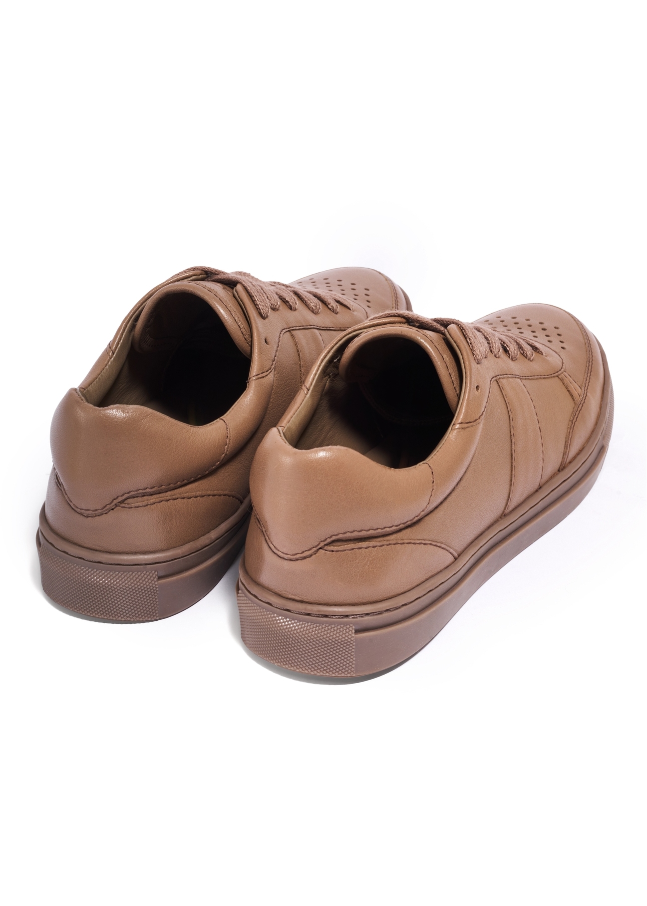 Women's leather sneakers in cool beige color BUTYD-1294-1K(Z26), product view from the back on a white background.