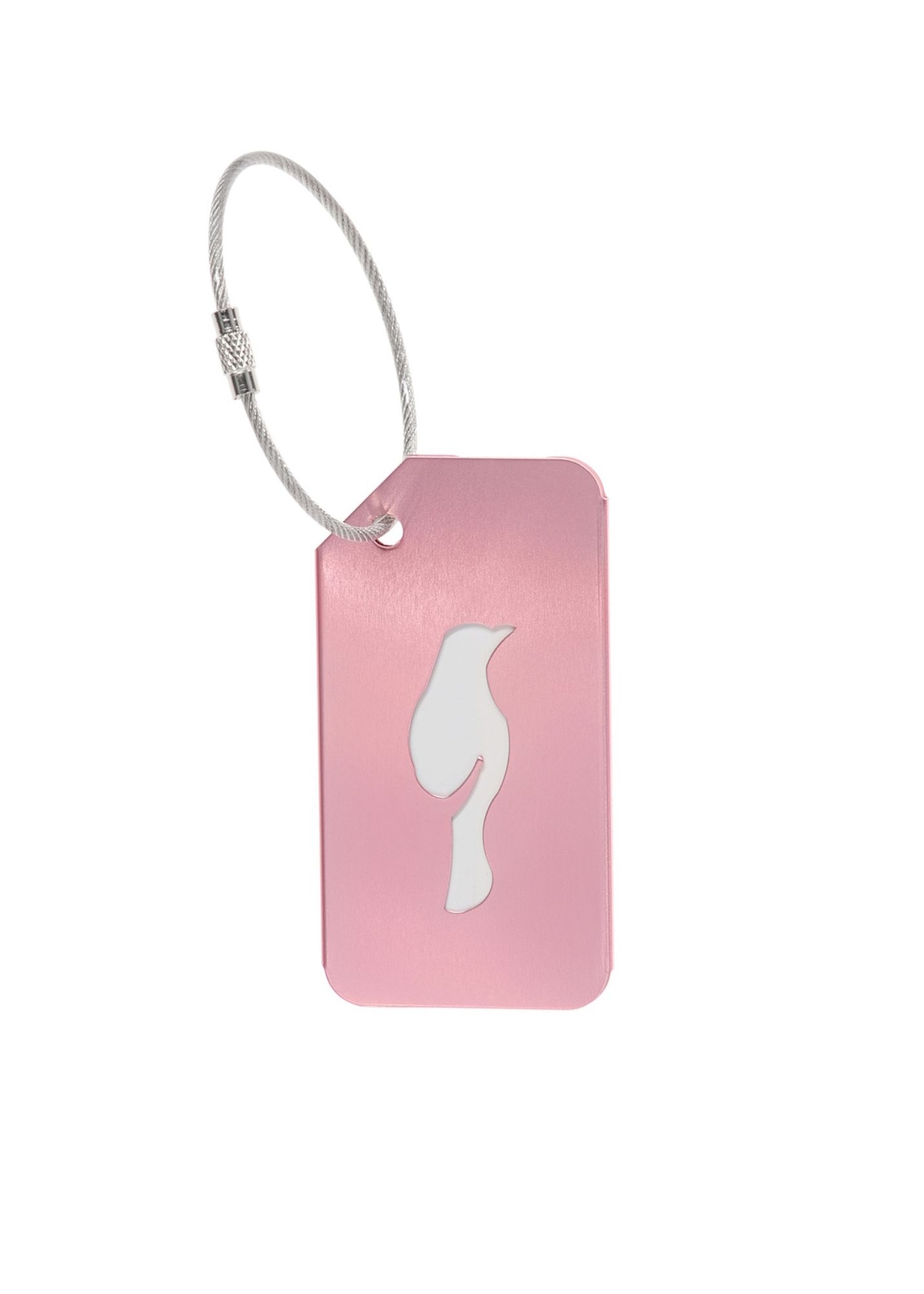 Pink luggage tag AW-012-0003-5B(W26), front product view on white background.