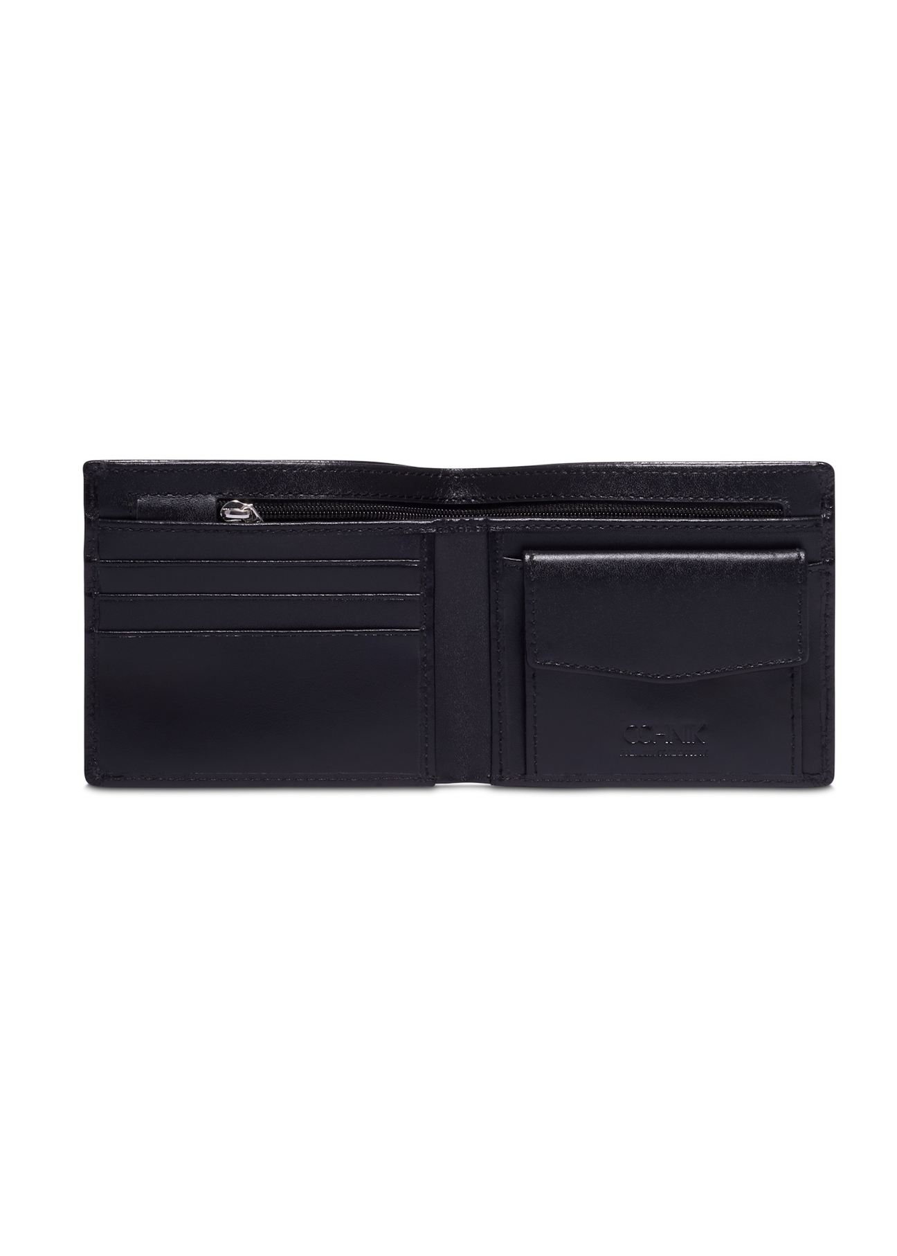 Small men's leather wallet PORMS-0724-9P(Z26), product view inside on white background.