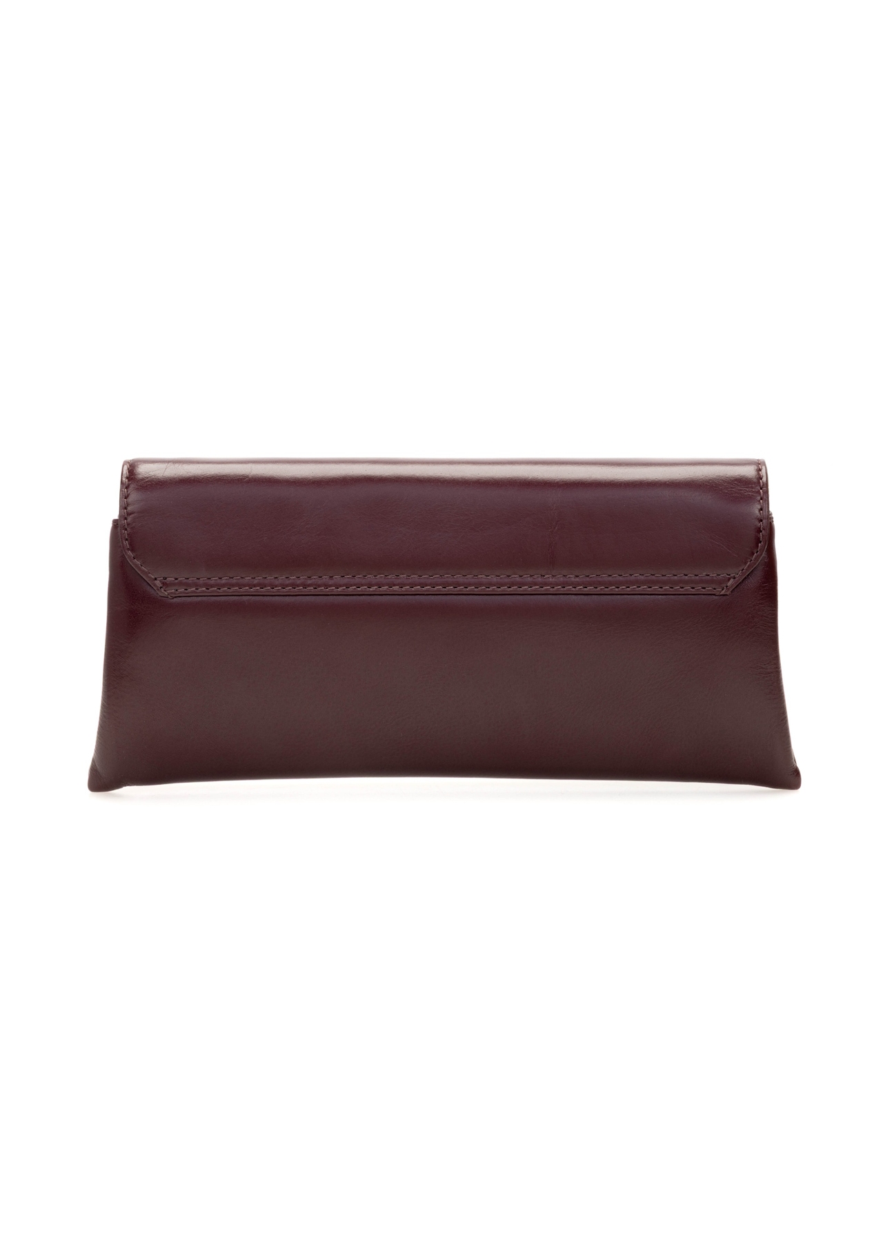 Burgundy small leather clutch bag TORES-1188-49(Z25), product view from the back on a white background.