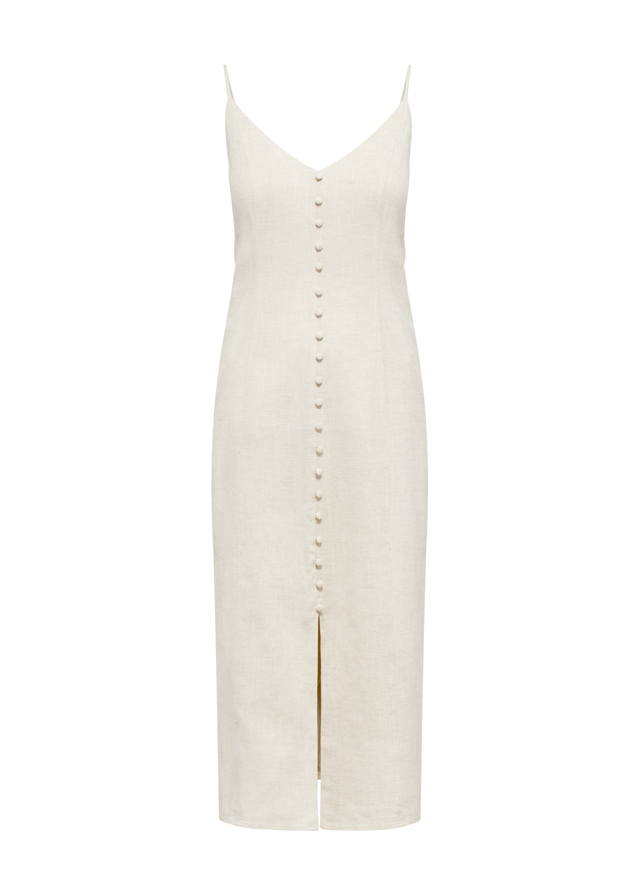 Beige linen midi dress SUKDT-0235-81(W25)
